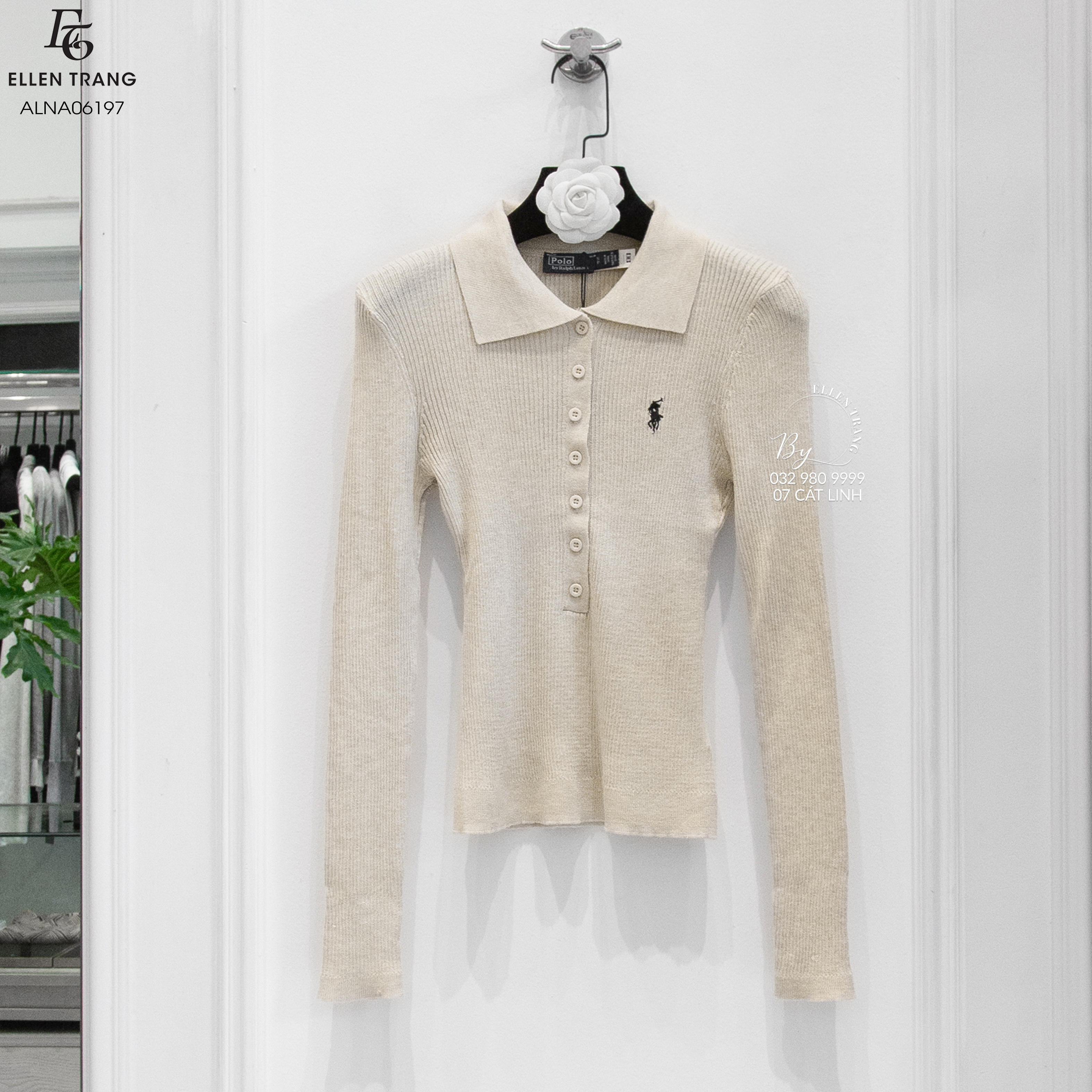 ÁO LEN NÂU NHẠT THÊU NGỰA CÚC NGỰC