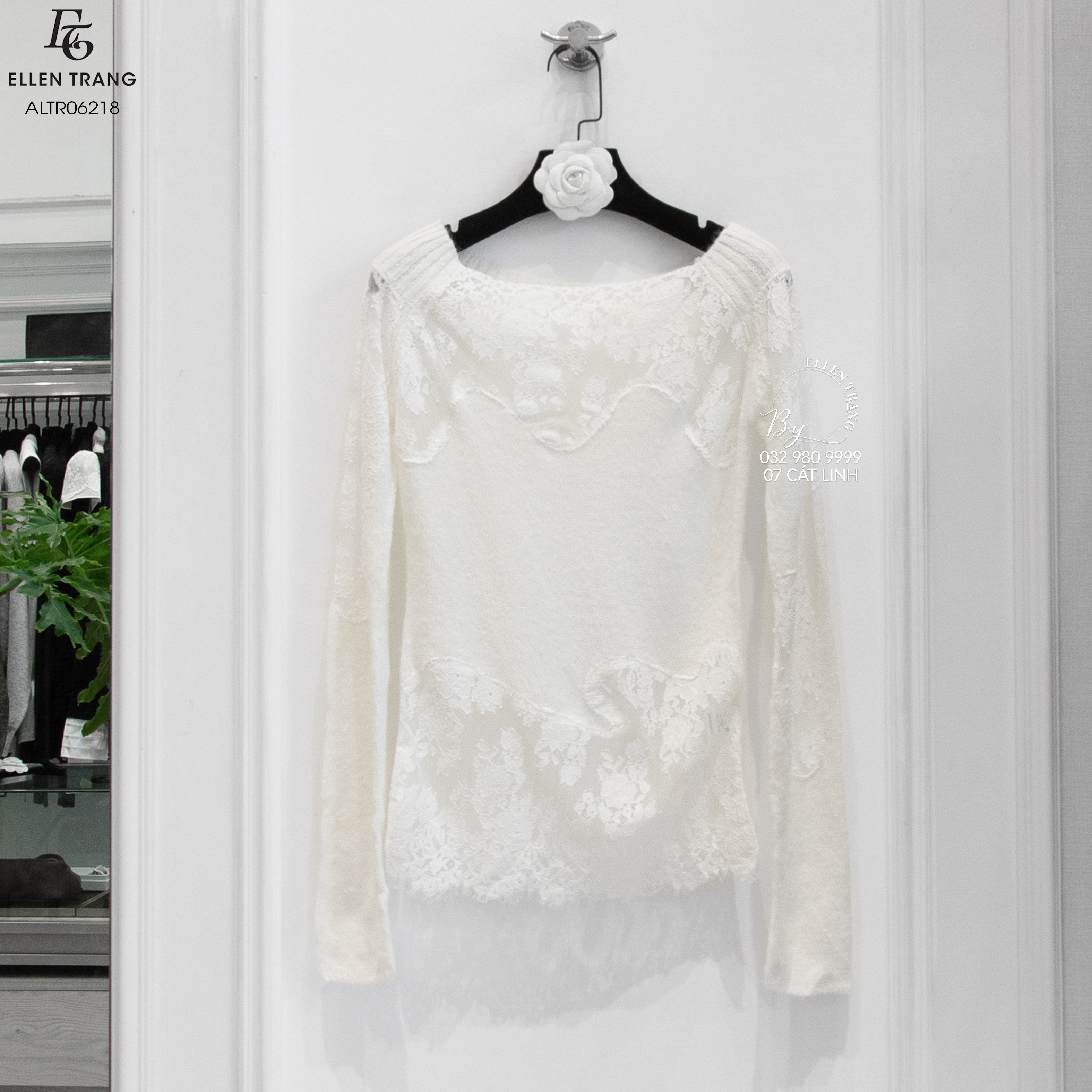 ÁO LEN TRẮNG CỔ TRỄ VIỀN REN