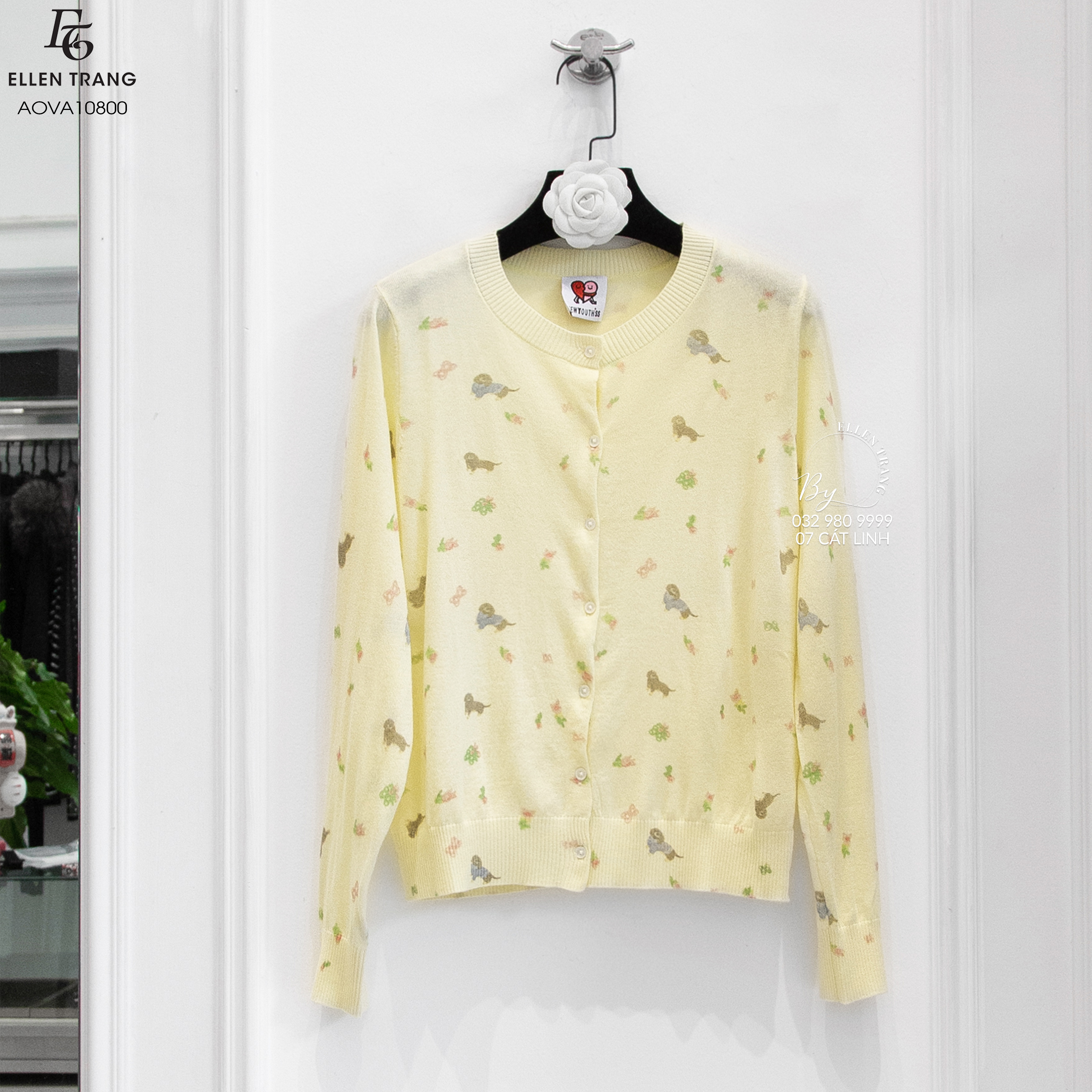 ÁO LEN VÀNG HỌA TIẾT HOA ABBY