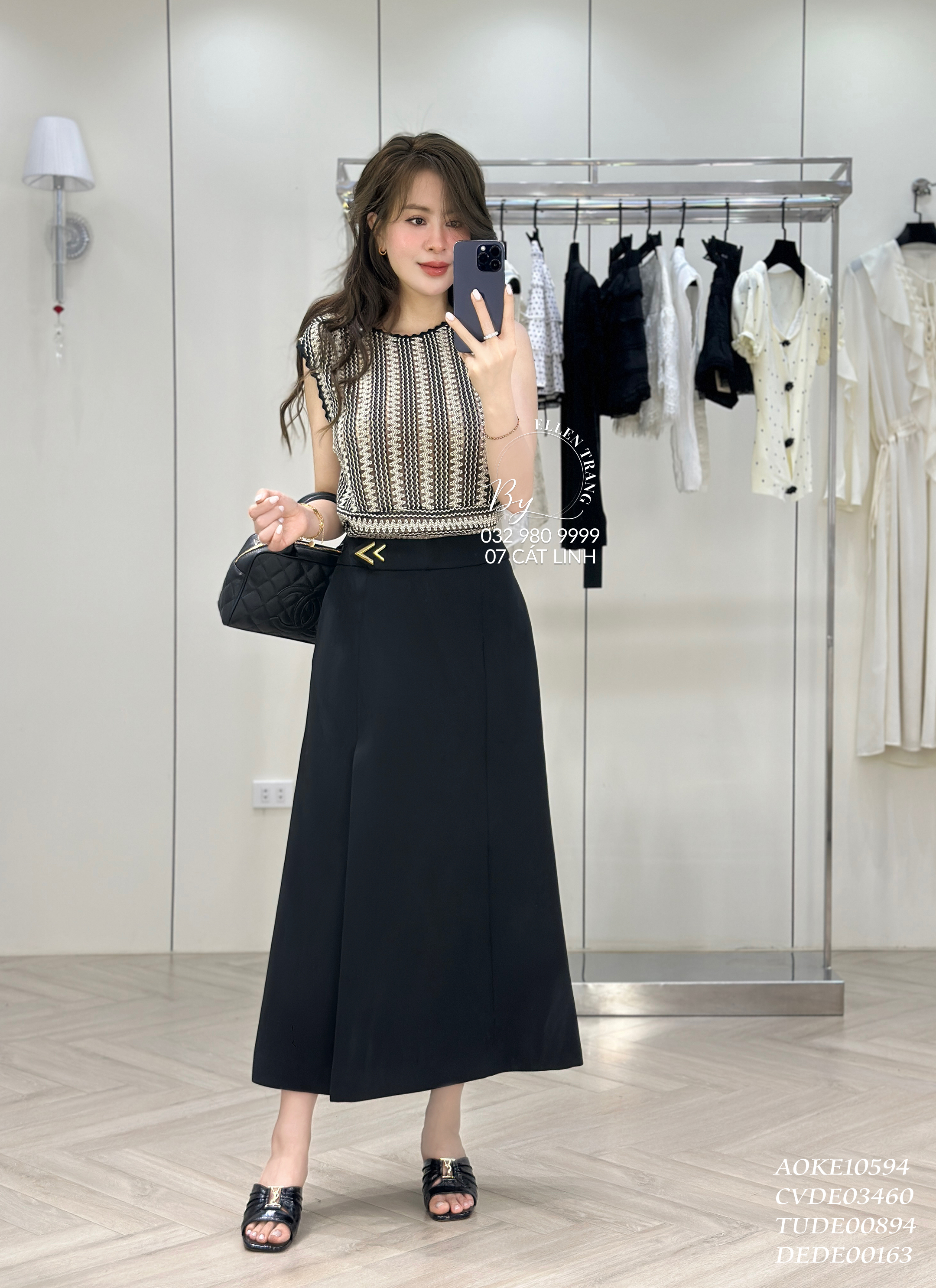ÁO LƯỚI KẺ ĐEN BE SÁT NÁCH