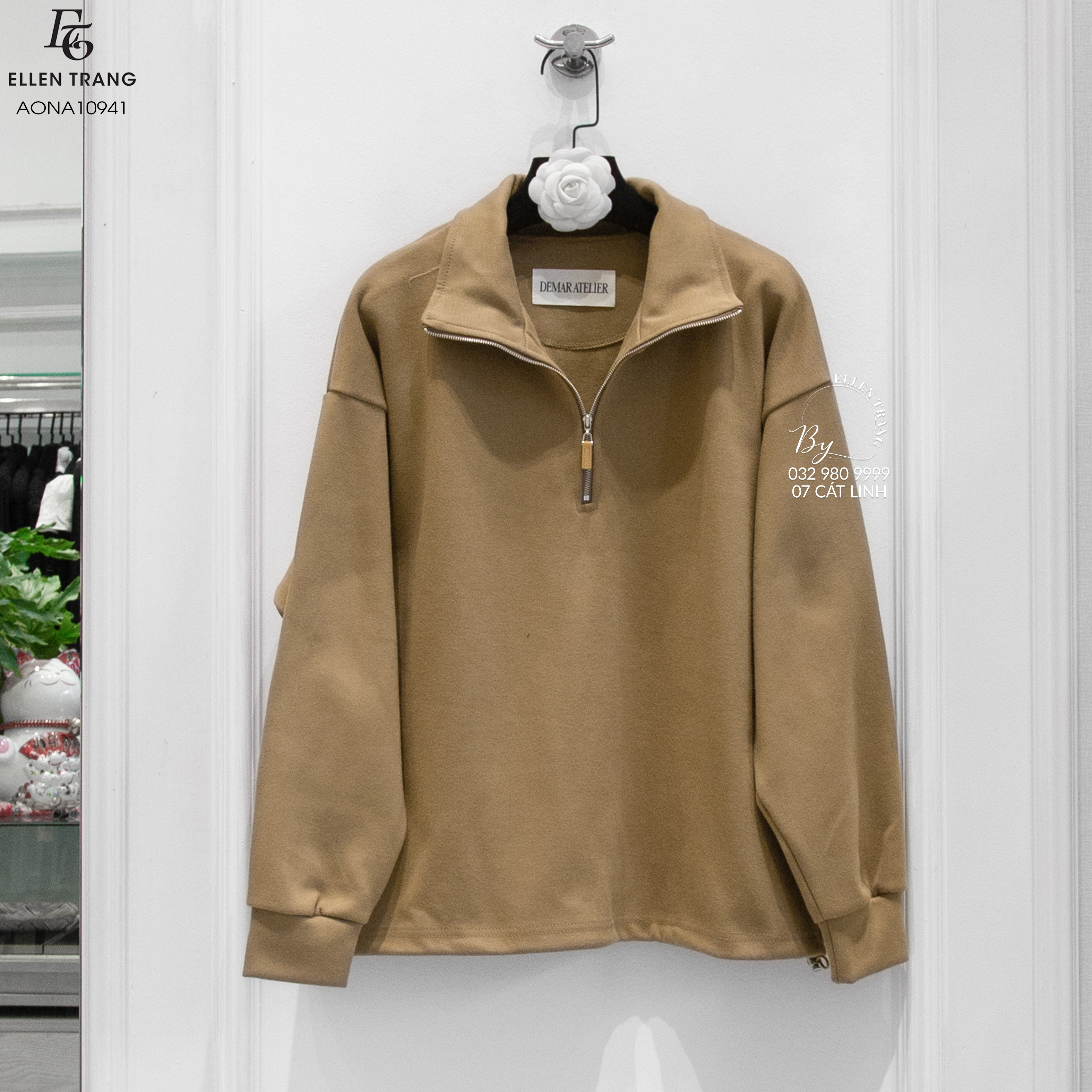 ÁO NÂU KHÓA CỔ CẠP DÂY RÚT