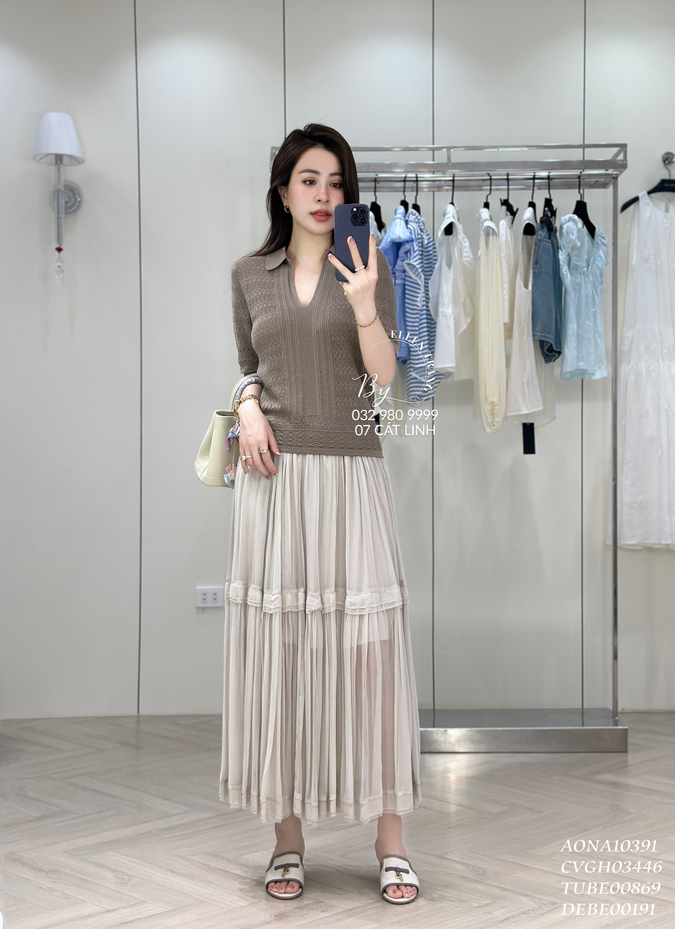 ÁO NÂU LEN REN ĐAN CỔ V