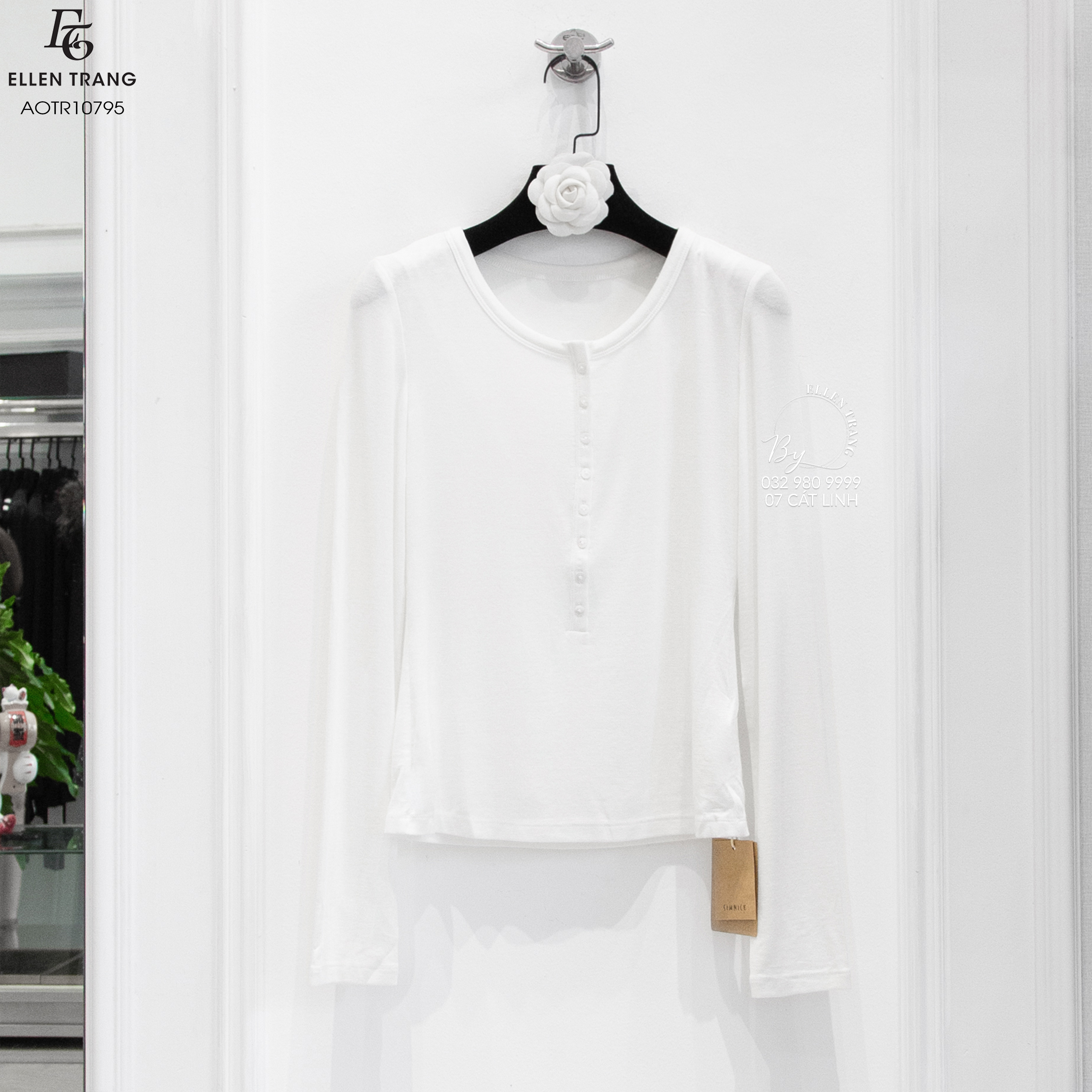 ÁO NỈ TRẮNG CÚC NGỰC, LÓT REN LIỀN