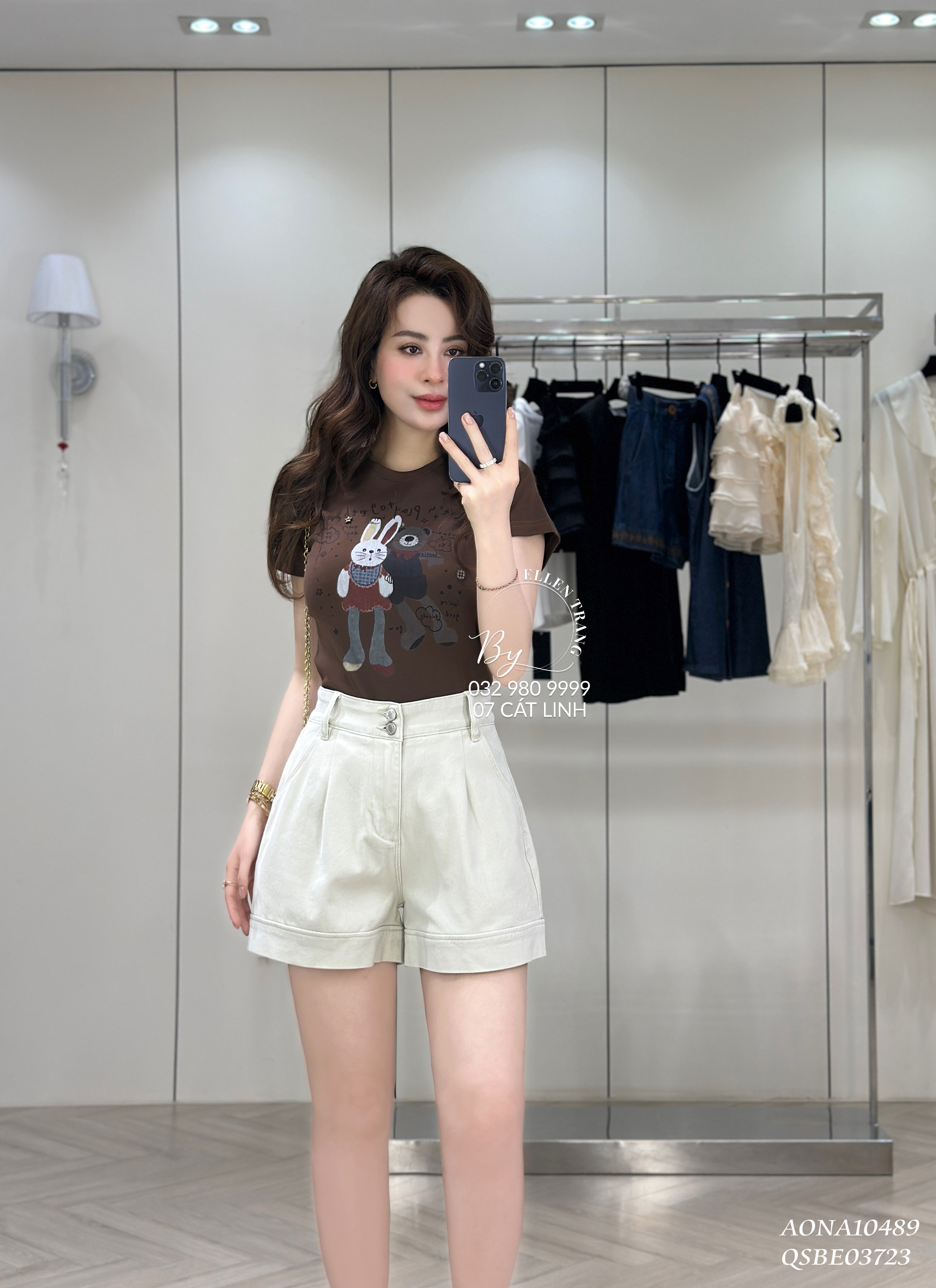 ÁO PHÔNG NÂU HÌNH THỎ TRẮNG GẤU XÁM DUOBLEEN