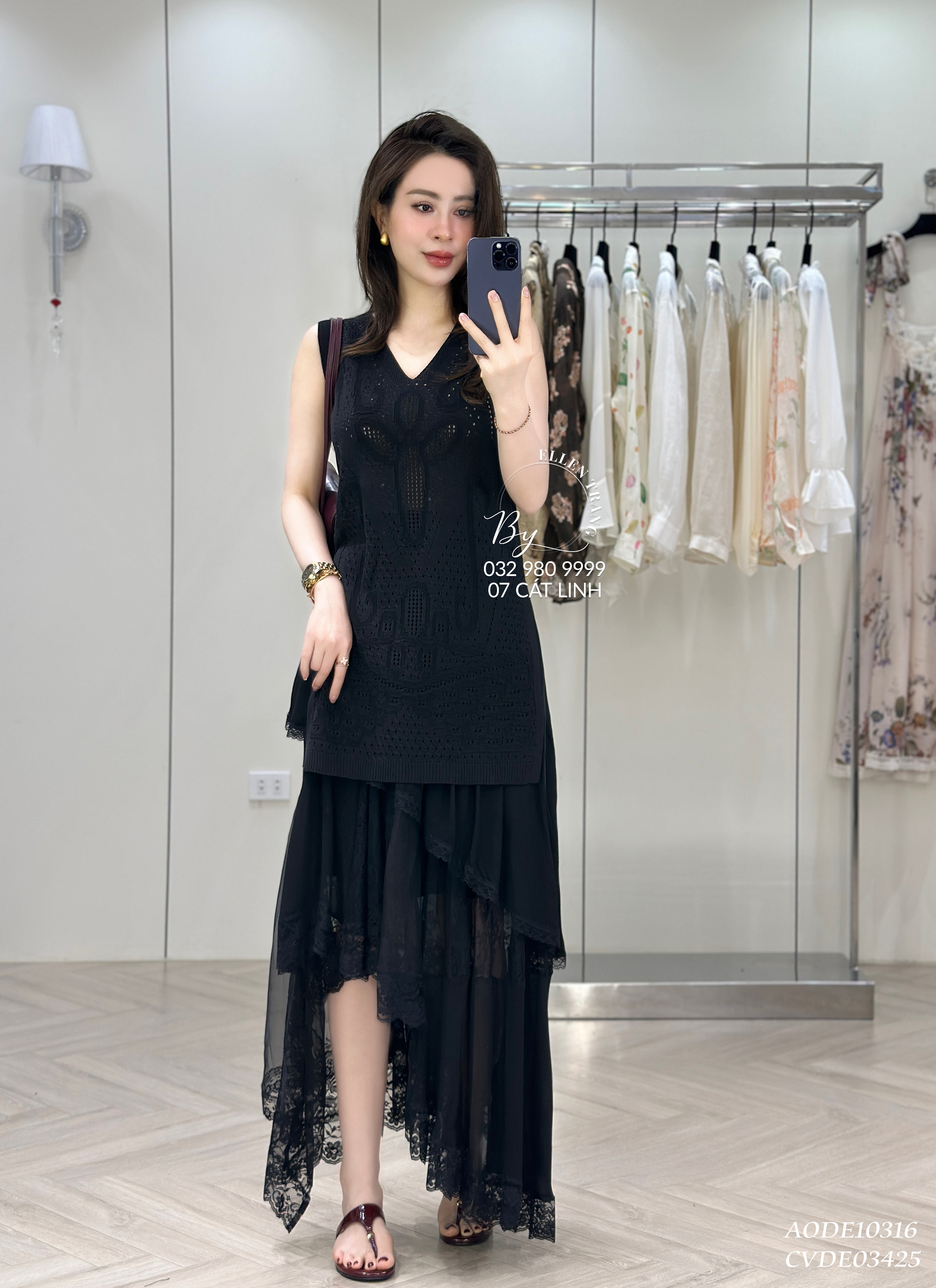 ÁO SÁT NÁCH ĐEN LỖ XẺ TÀ 2 BÊN