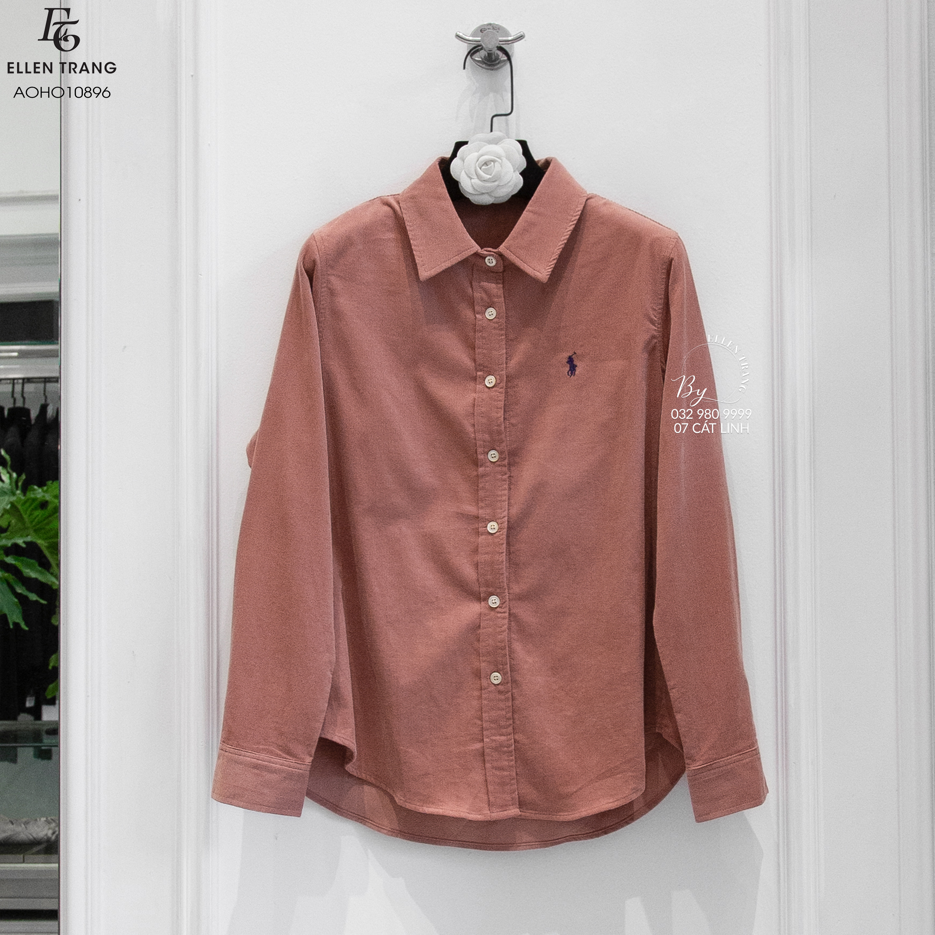ÁO SƠ MI HỒNG VỎ ĐỖ THÊU NGỰA