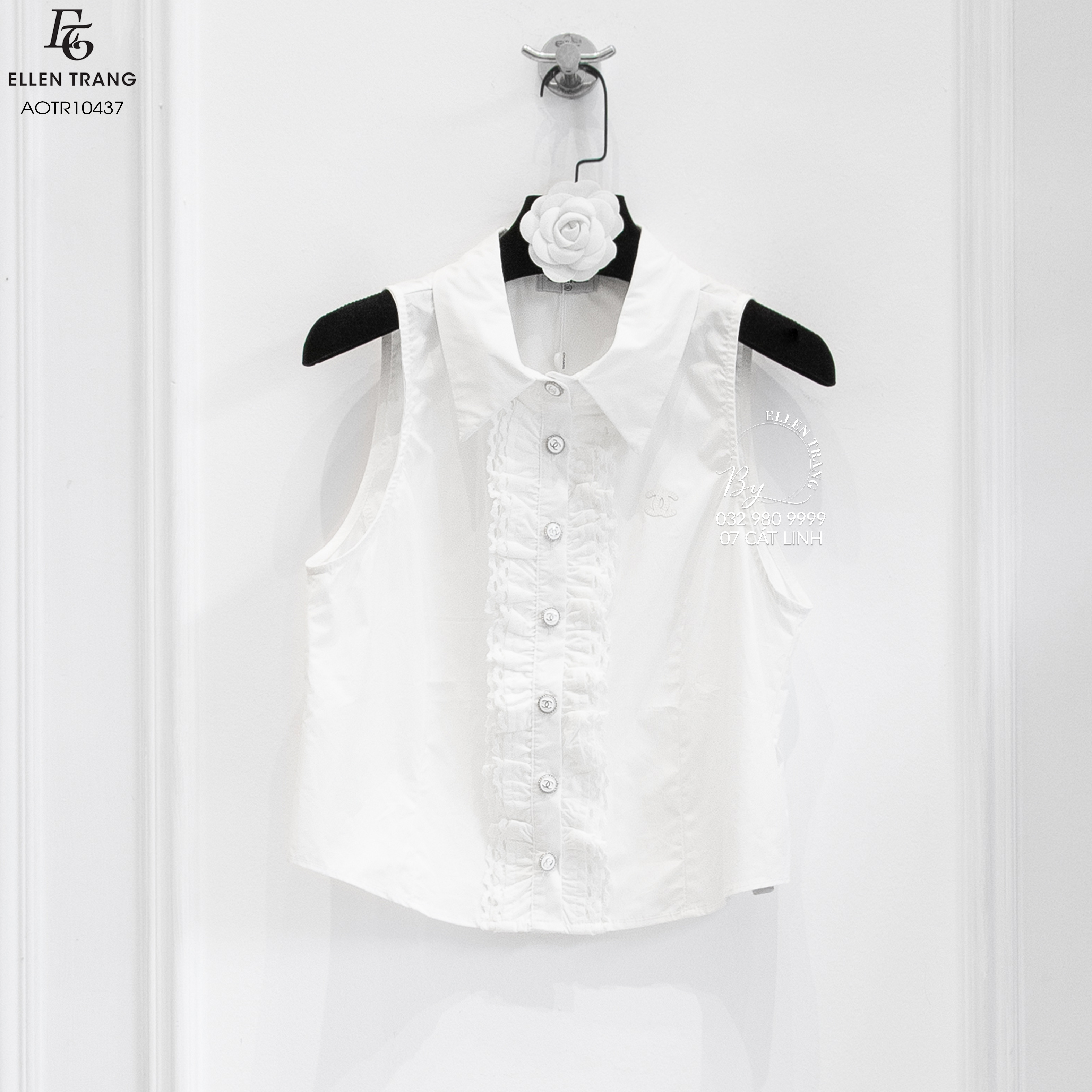 ÁO SƠ MI TRẮNG SÁT NÁCH CÚC CHANEL VIỀN BÈO