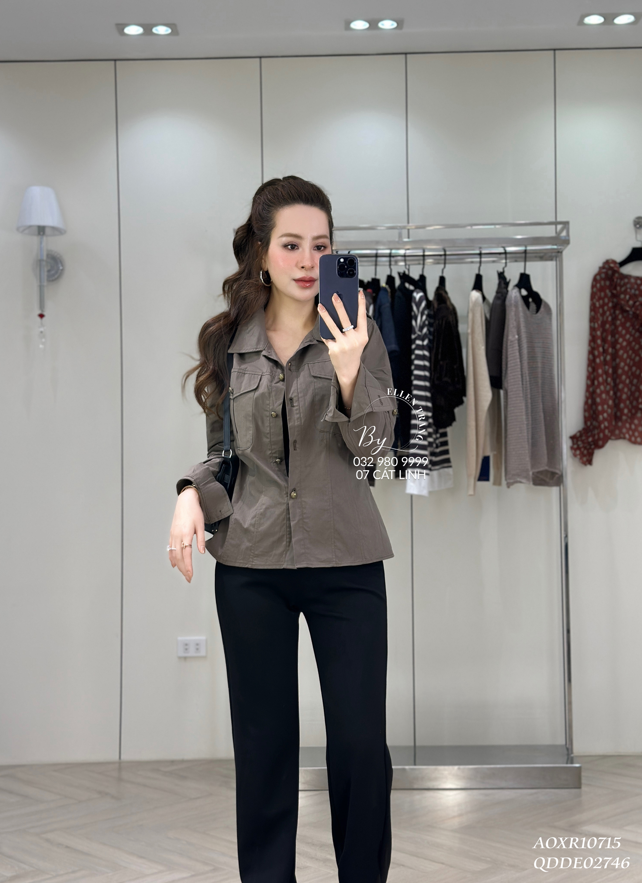 ÁO SƠ MI XANH RÊU 2 TÚI NGỰC