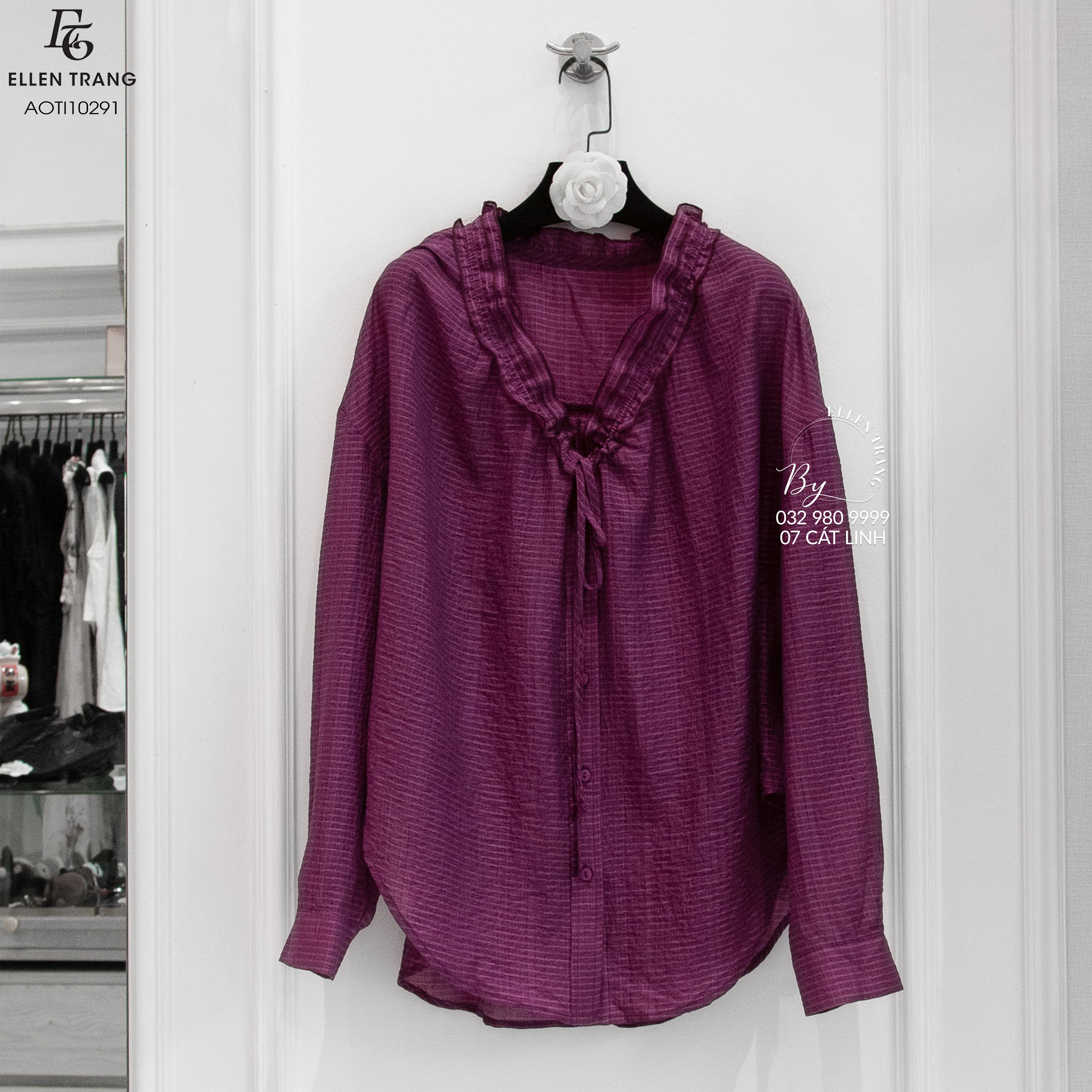 ÁO TÍM CỔ BÈO DÂY BUỘC TINGTINGS