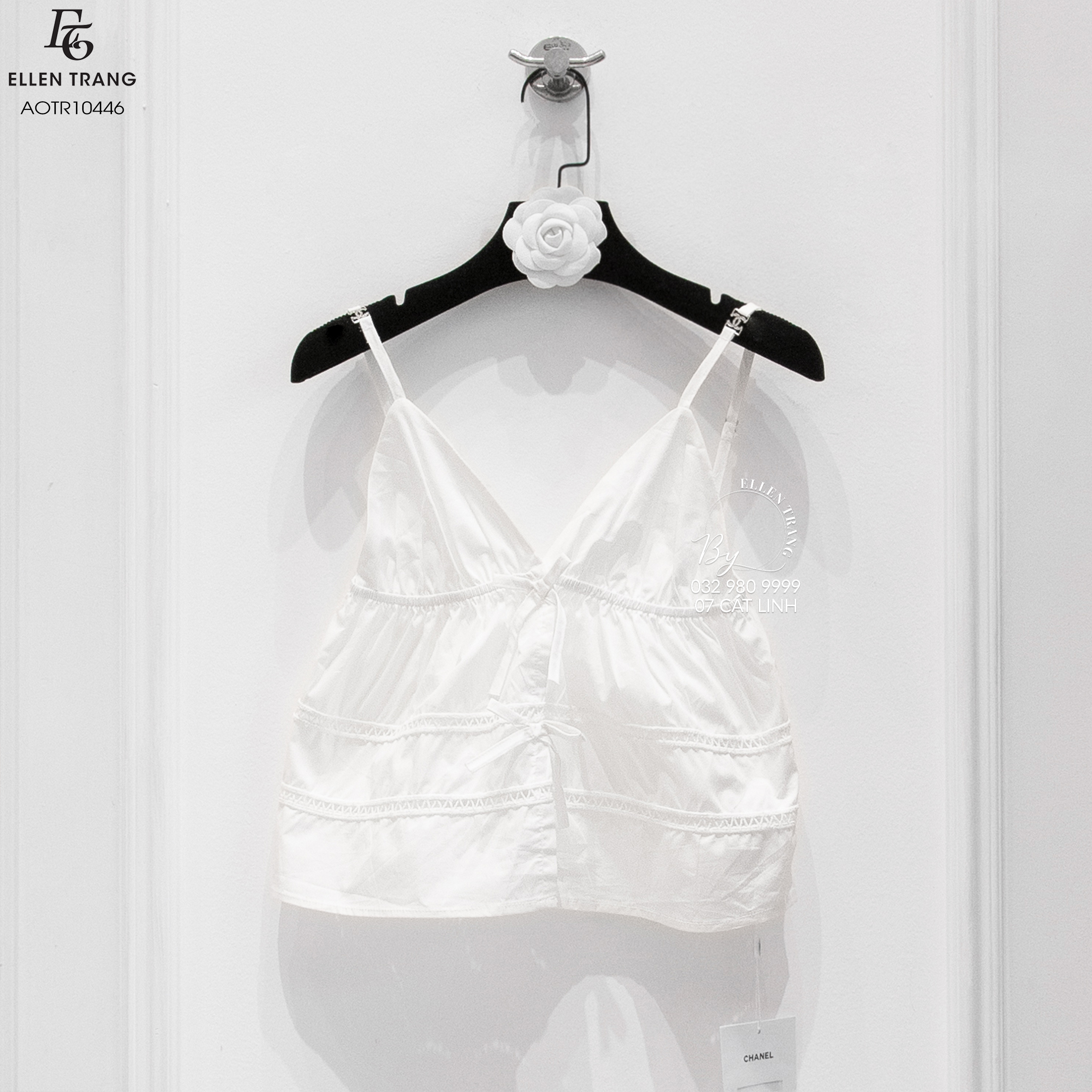 ÁO TRẮNG 2 DÂY 2 NƠ TRƯỚC CHANEL