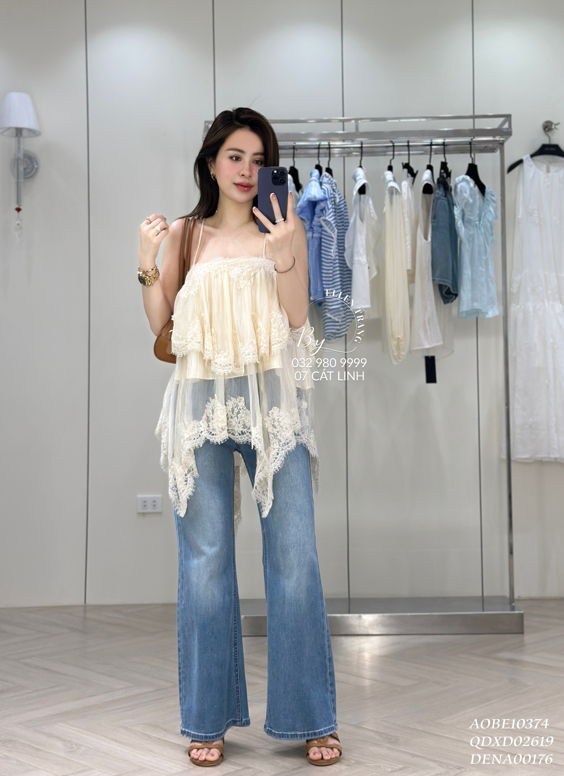 ÁO HAI DÂY REN BE DÂY BUỘC