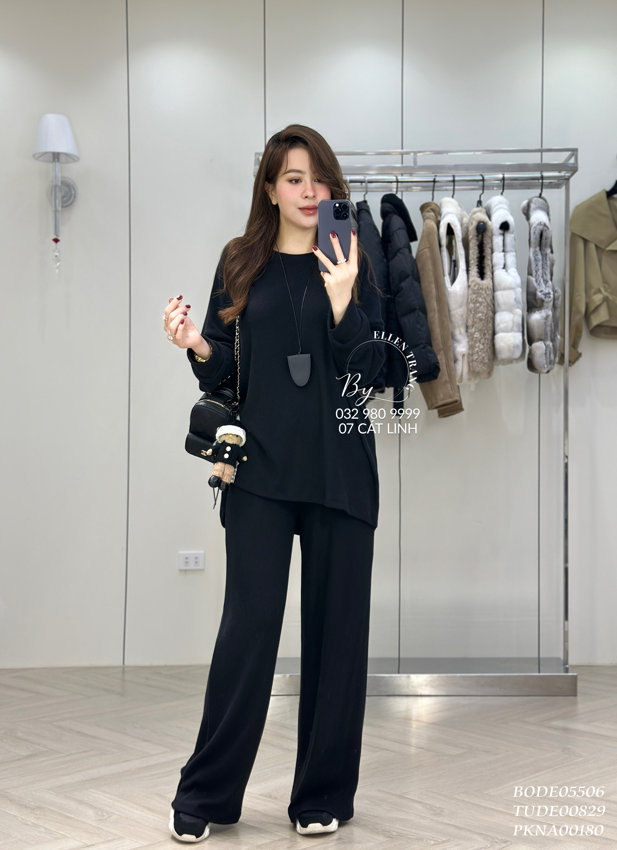 BỘ NỈ ĐEN TRƠN HONG.U