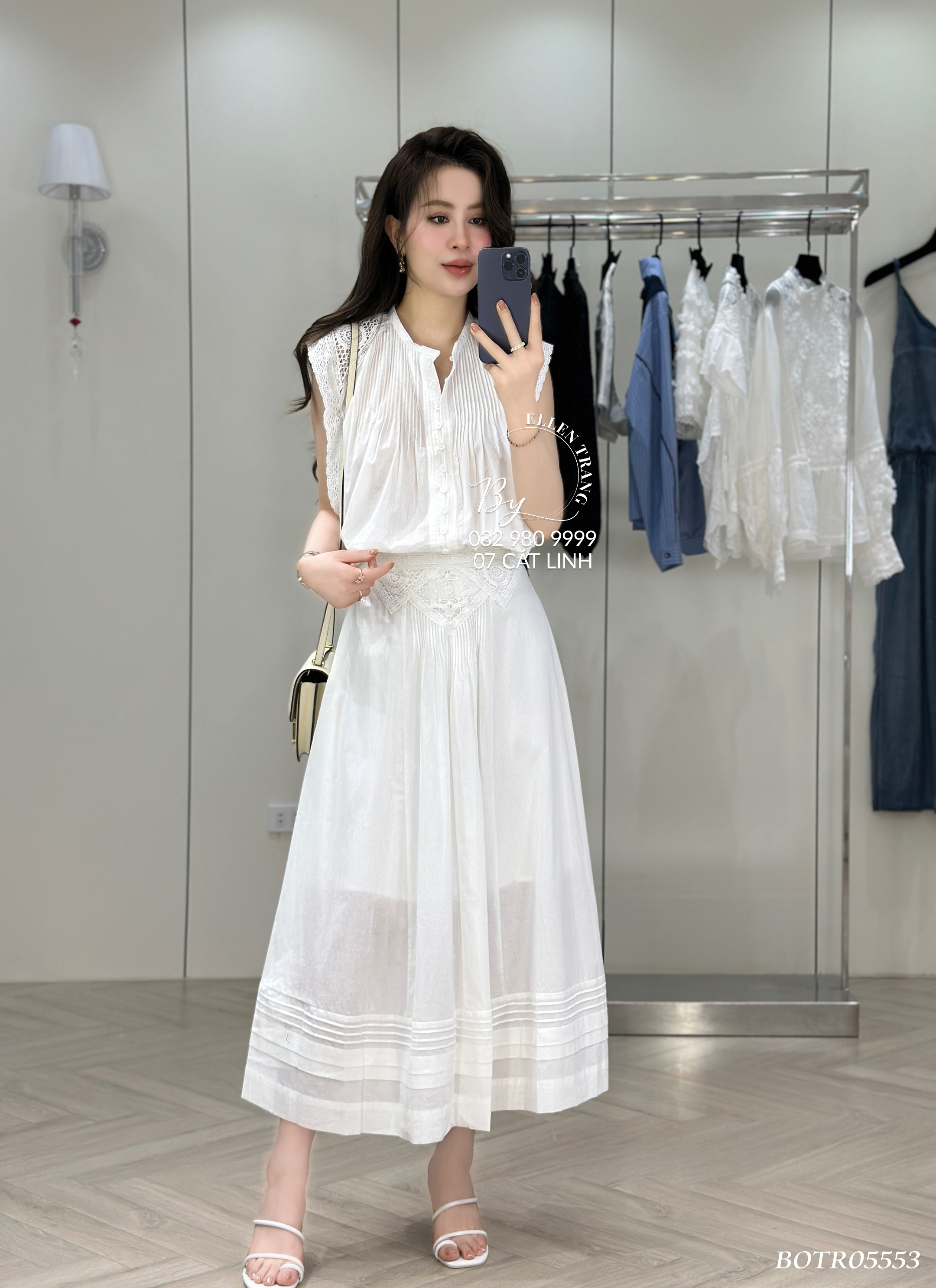 BỘ TRẮNG PHỐI REN LƯỚI CV DÀI CẠP REN