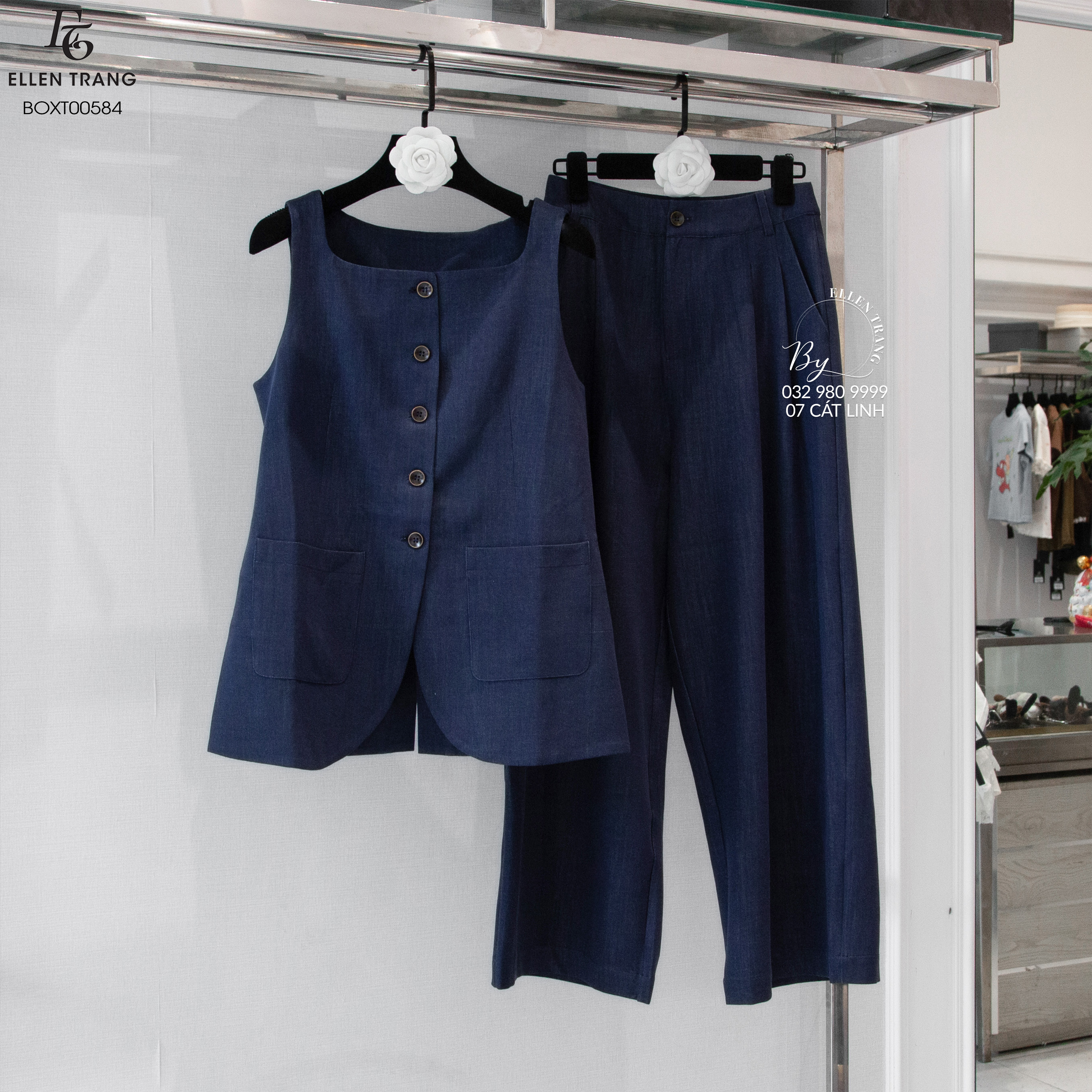 BỘ XANH THAN ÁO SÁT NÁCH + QUẦN DÀI