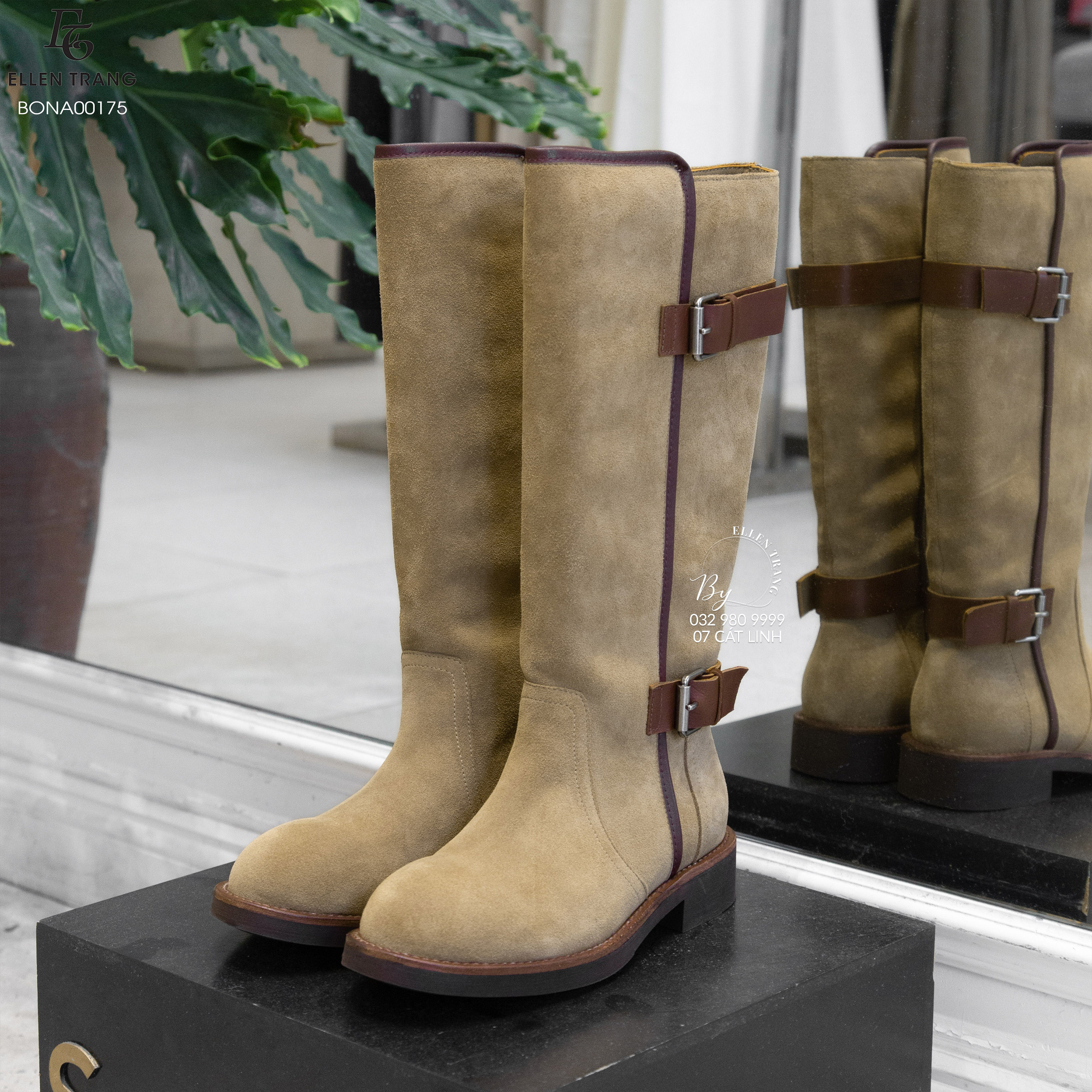 BOOT DA LỘN NÂU ĐẾ KHUY ĐỎ