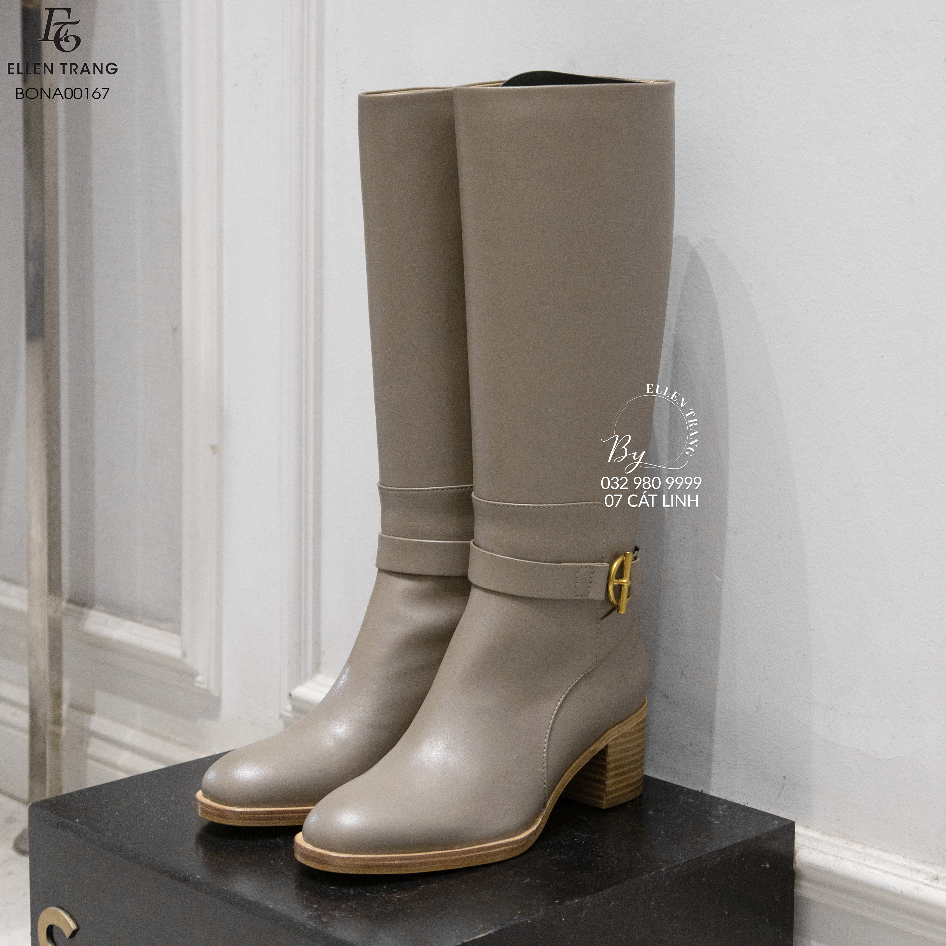 BOOT HERMES DA NÂU KHUY VÀNG