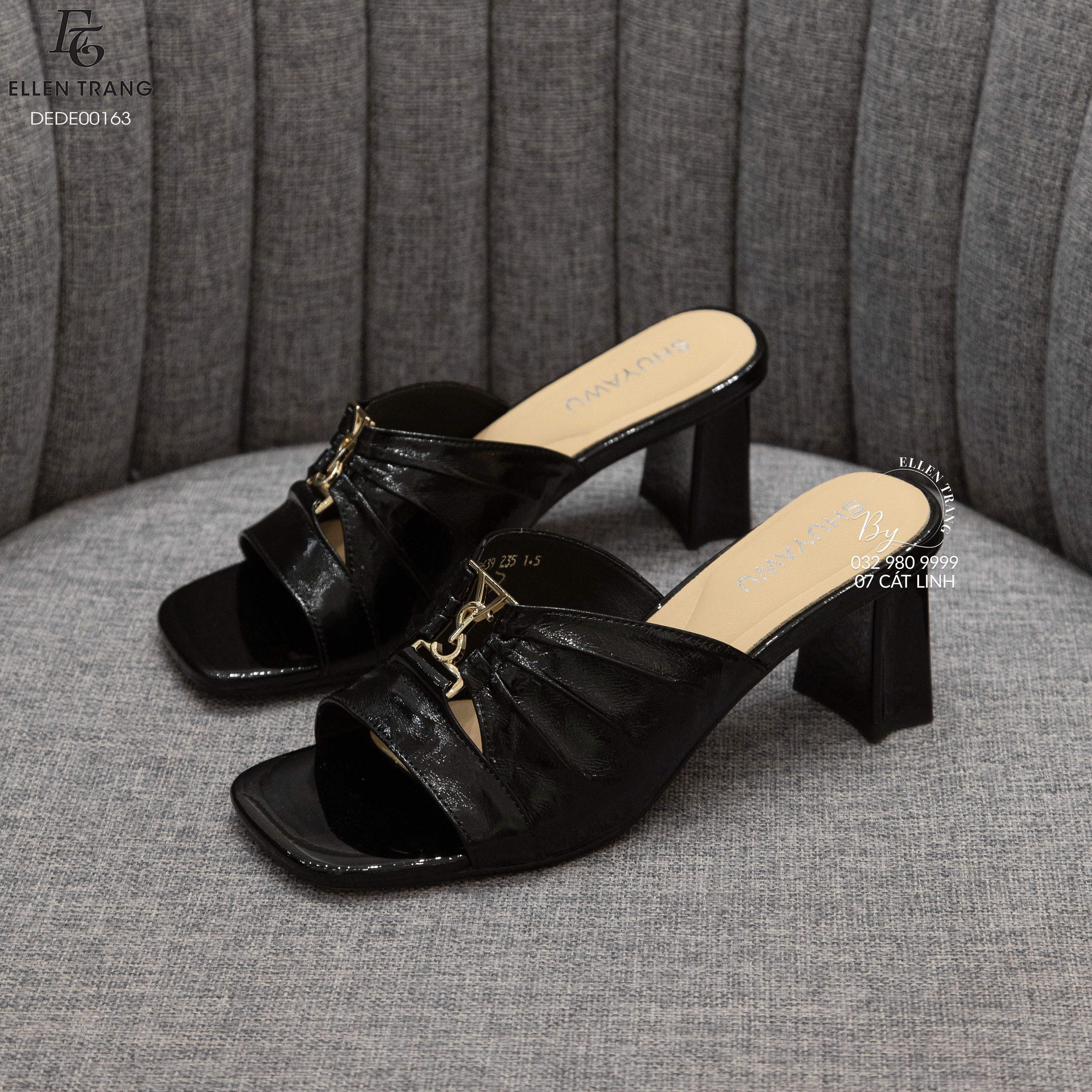 DÉP ĐEN LOGO YSL VÀNG