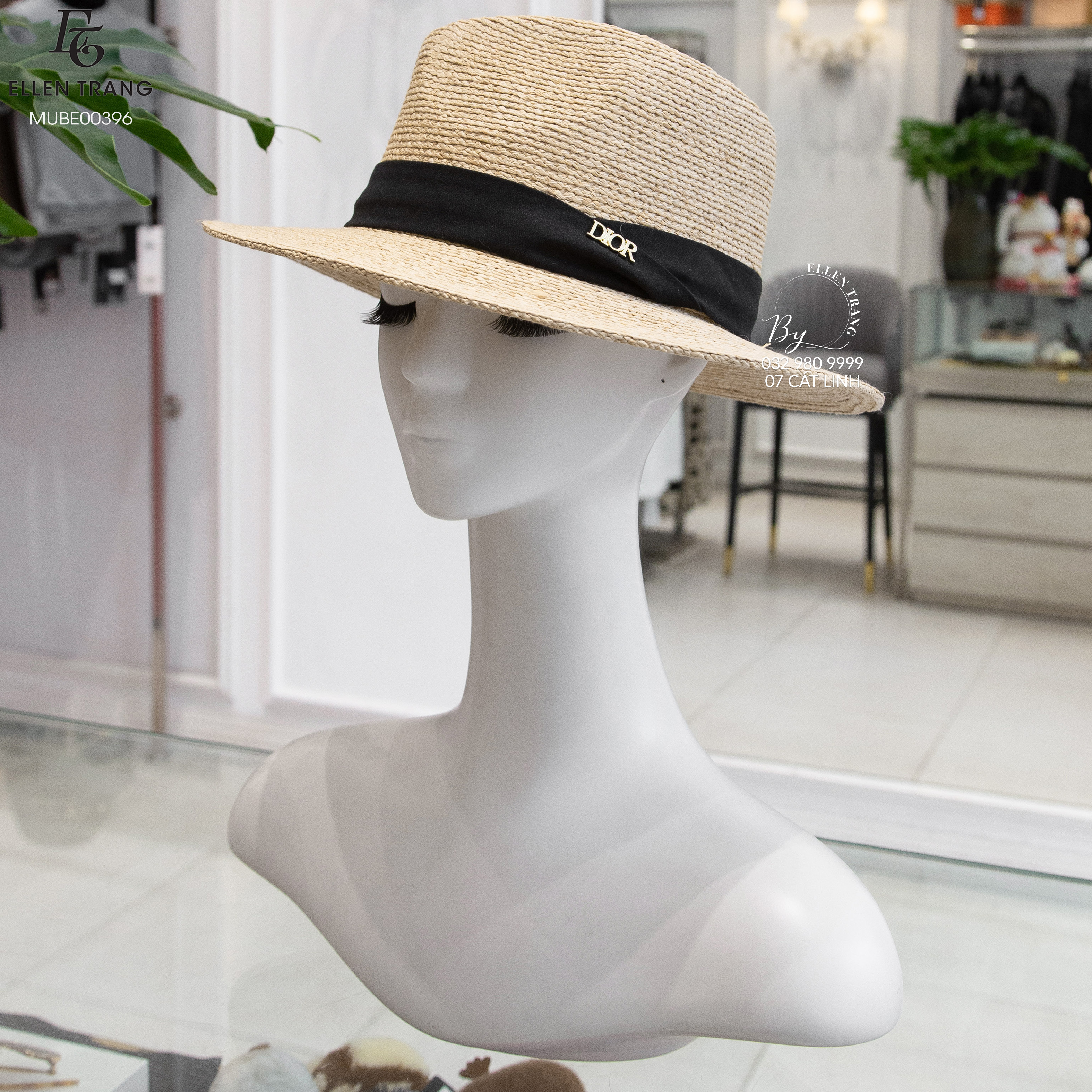 MŨ BE VIỀN ĐEN CHỮ DIOR VÀNG