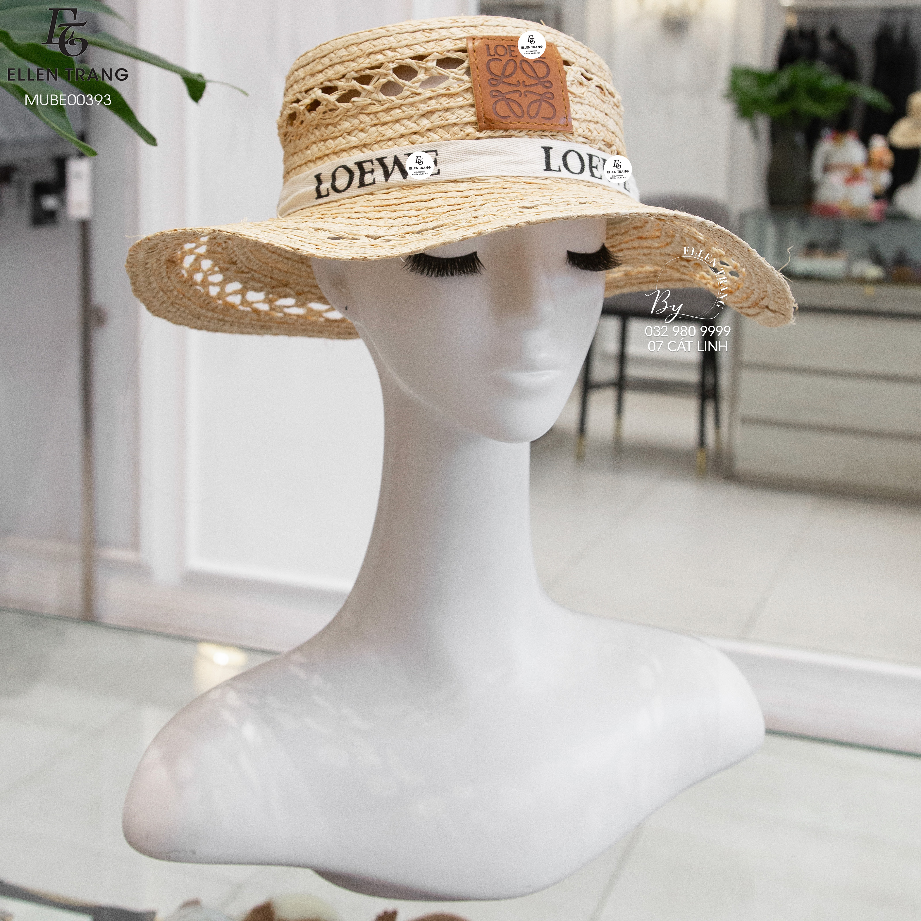 MŨ CÓI BE LOEWE DÂY CHỮ ĐEN