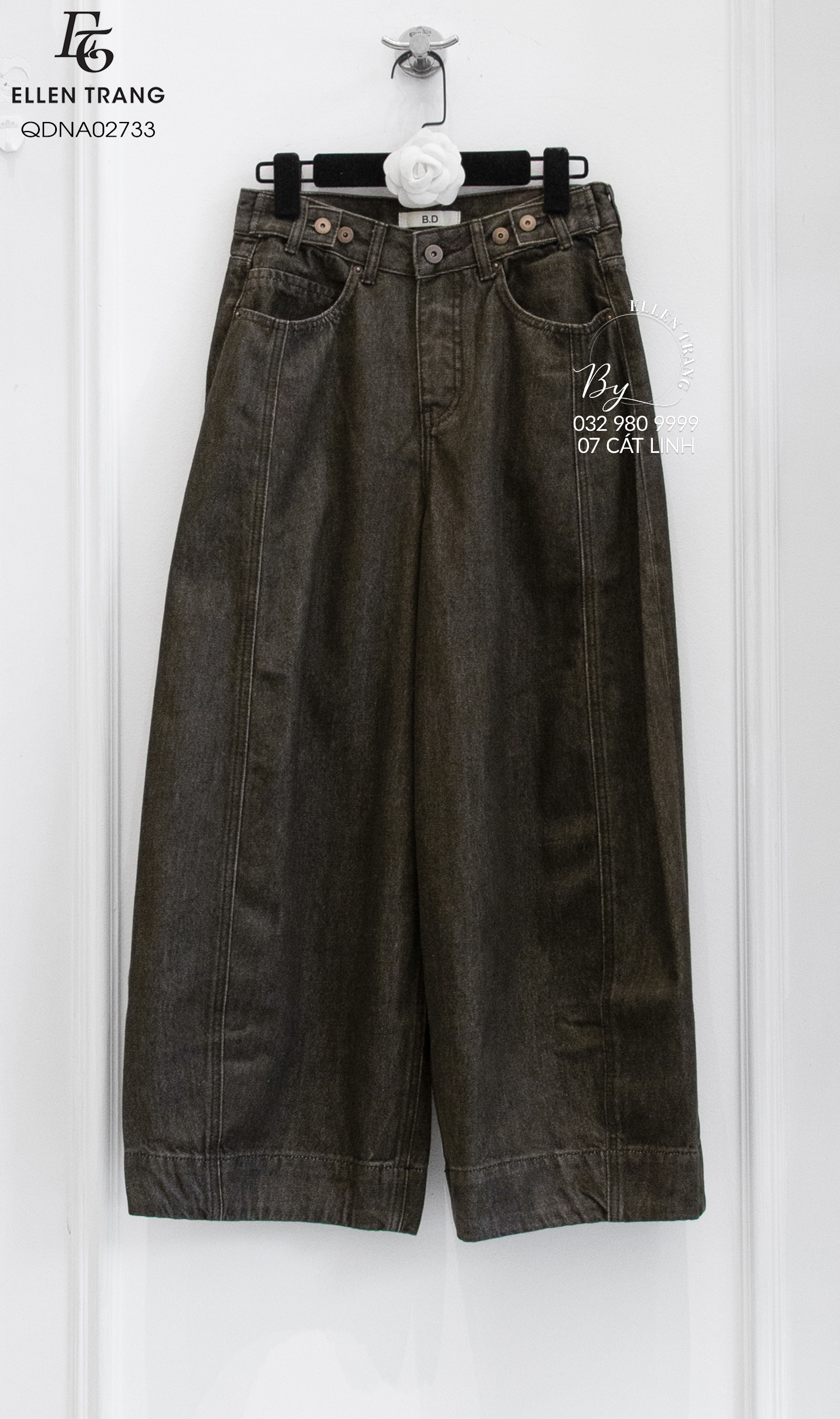 QUẦN DÀI BAGGY NÂU CÚC CẠP NÂU GÂN GIỮA B.D