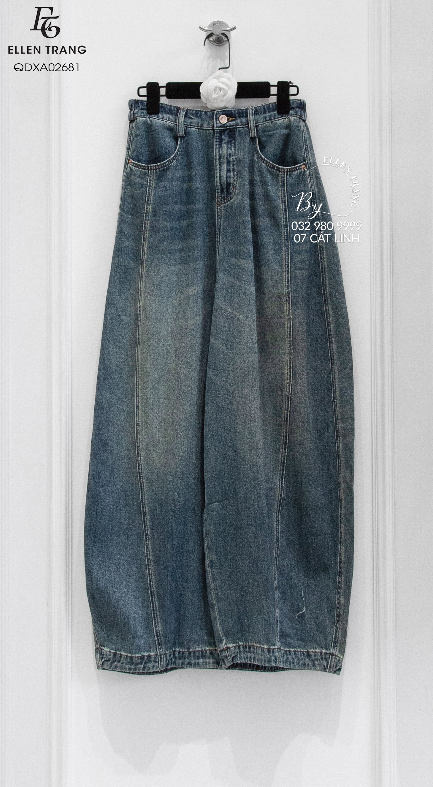 QUẦN DÀI BAGGY XANH GÂN GIỮA CHUN SAU