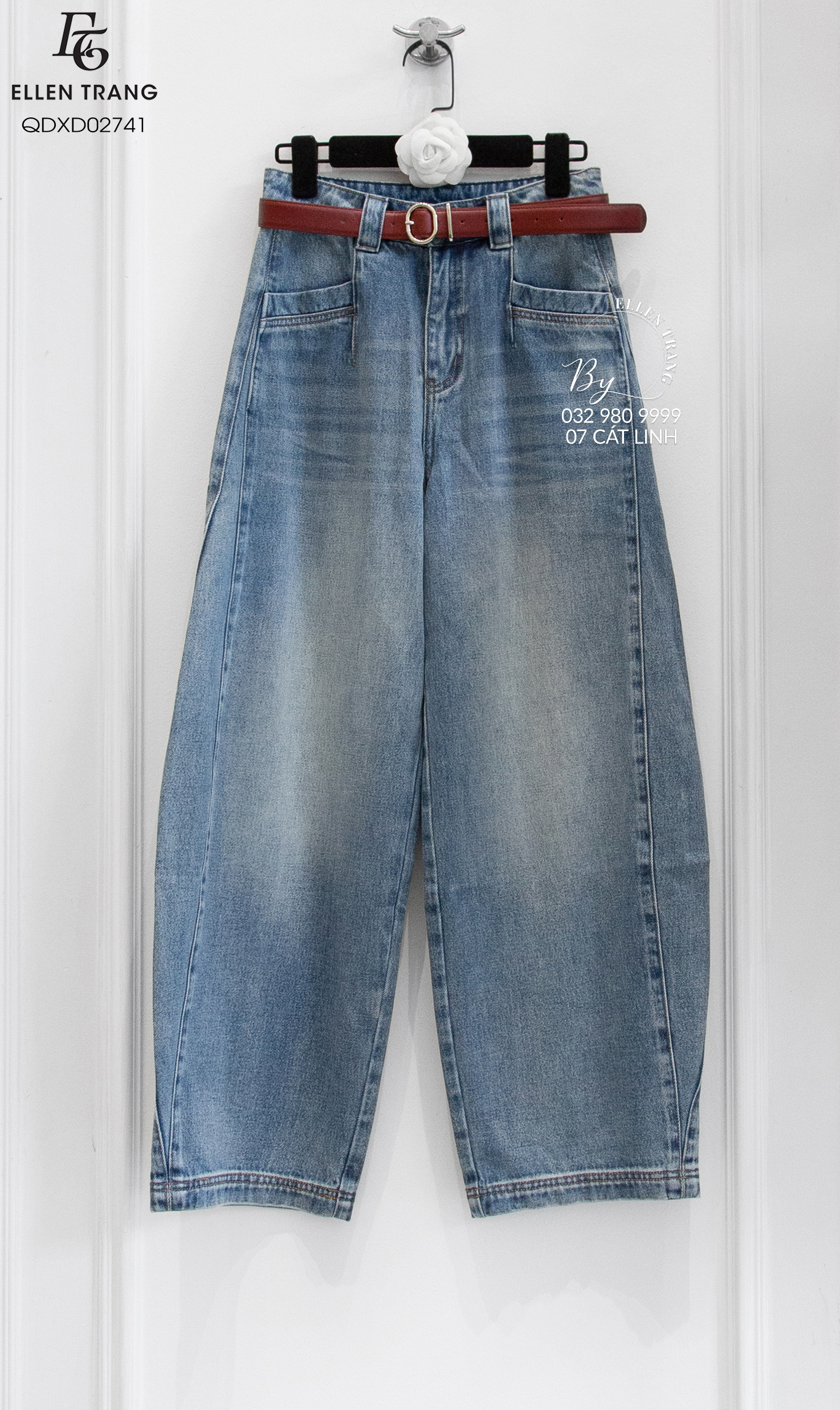 QUẦN DÀI XANH DƯƠNG BAGGY ĐAI ĐỎ