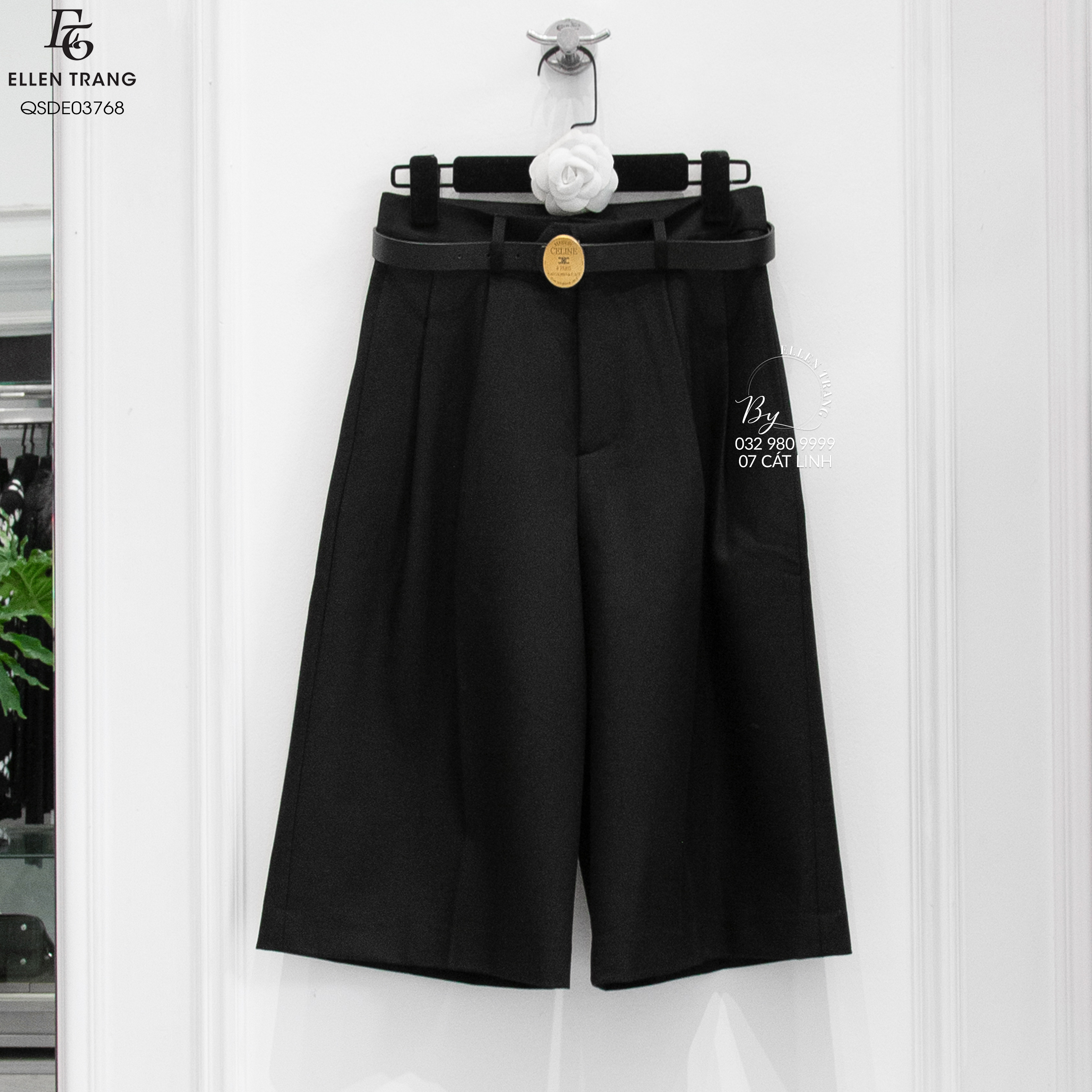 QUẦN LỬNG ĐEN CẠP CHIẾT LY KÈM ĐAI C&L