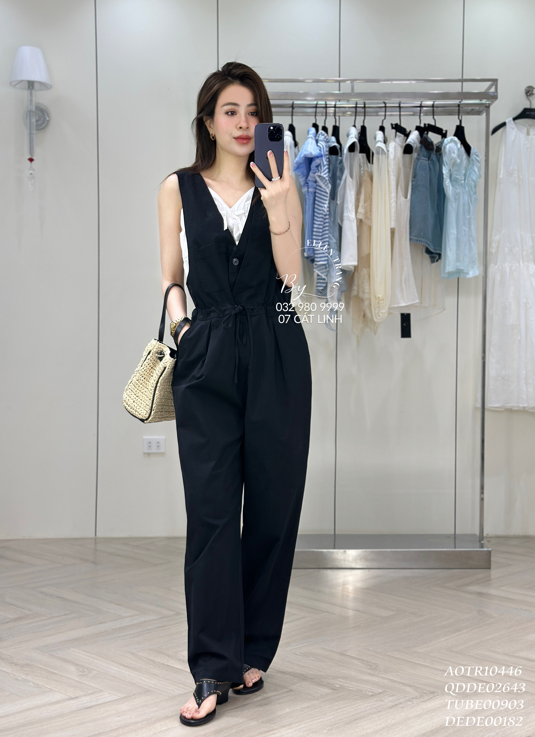 QUẦN YẾM ĐEN 2 CÚC DÂY RÚT EO
