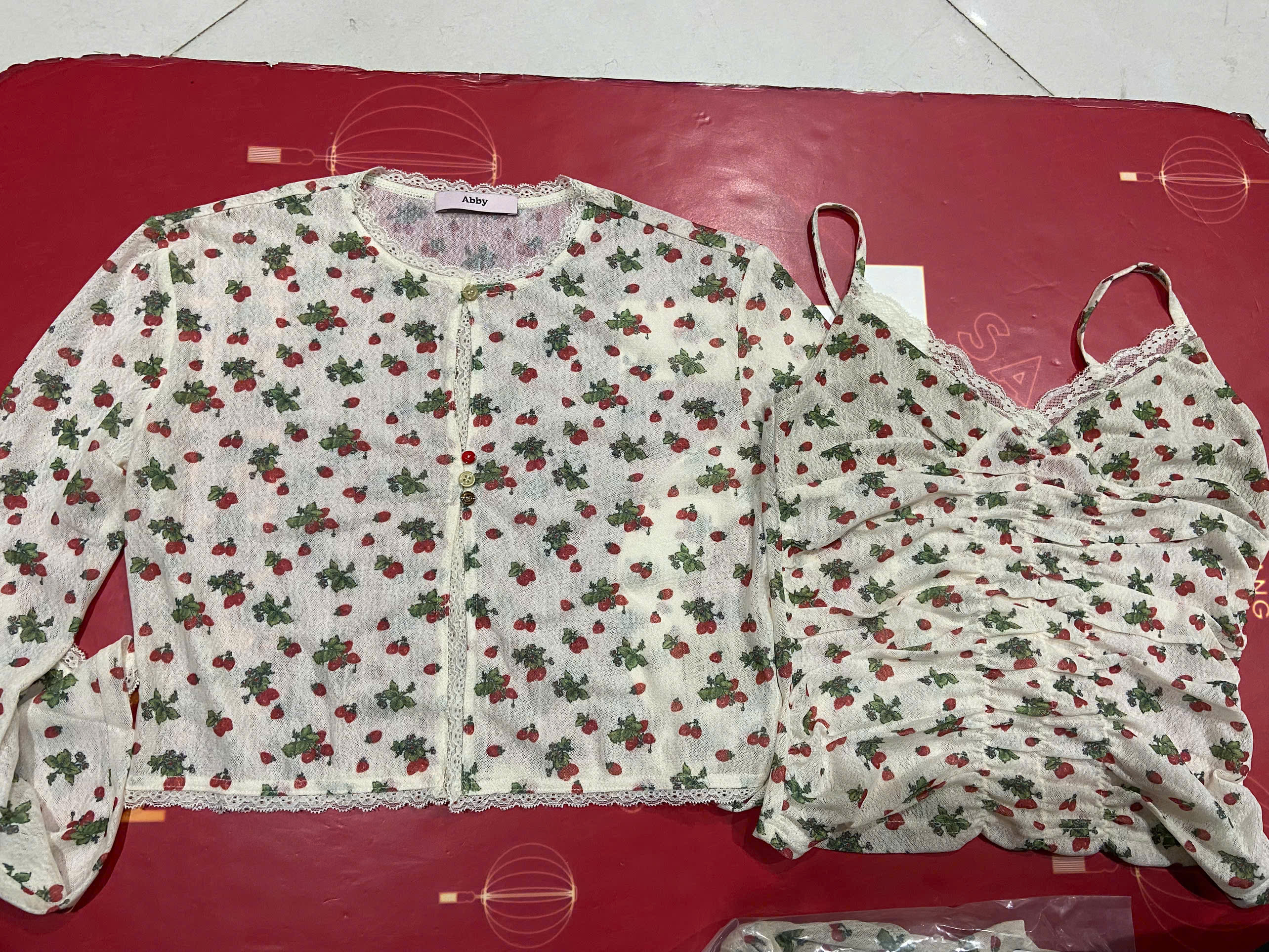 SET ÁO DÀI TAY BE HÌNH QUẢ DÂU