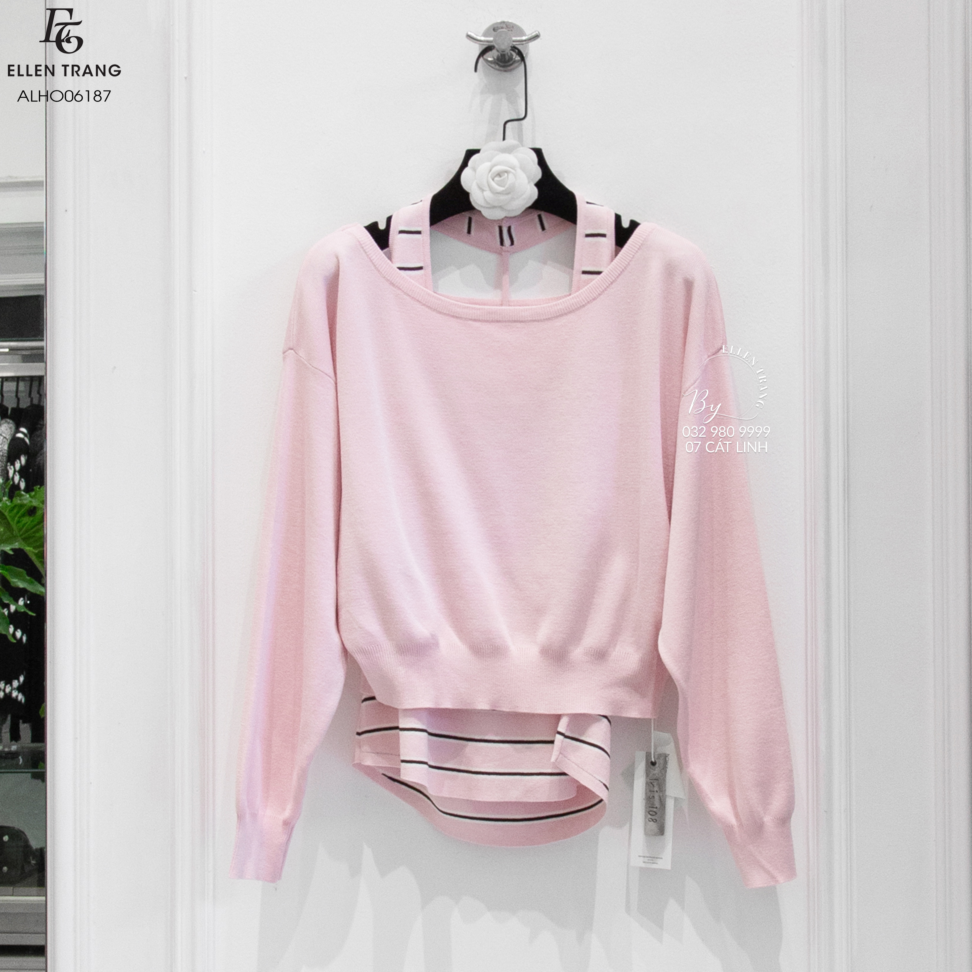 SET ÁO LEN HỒNG KÈM ÁO LÓT KẺ