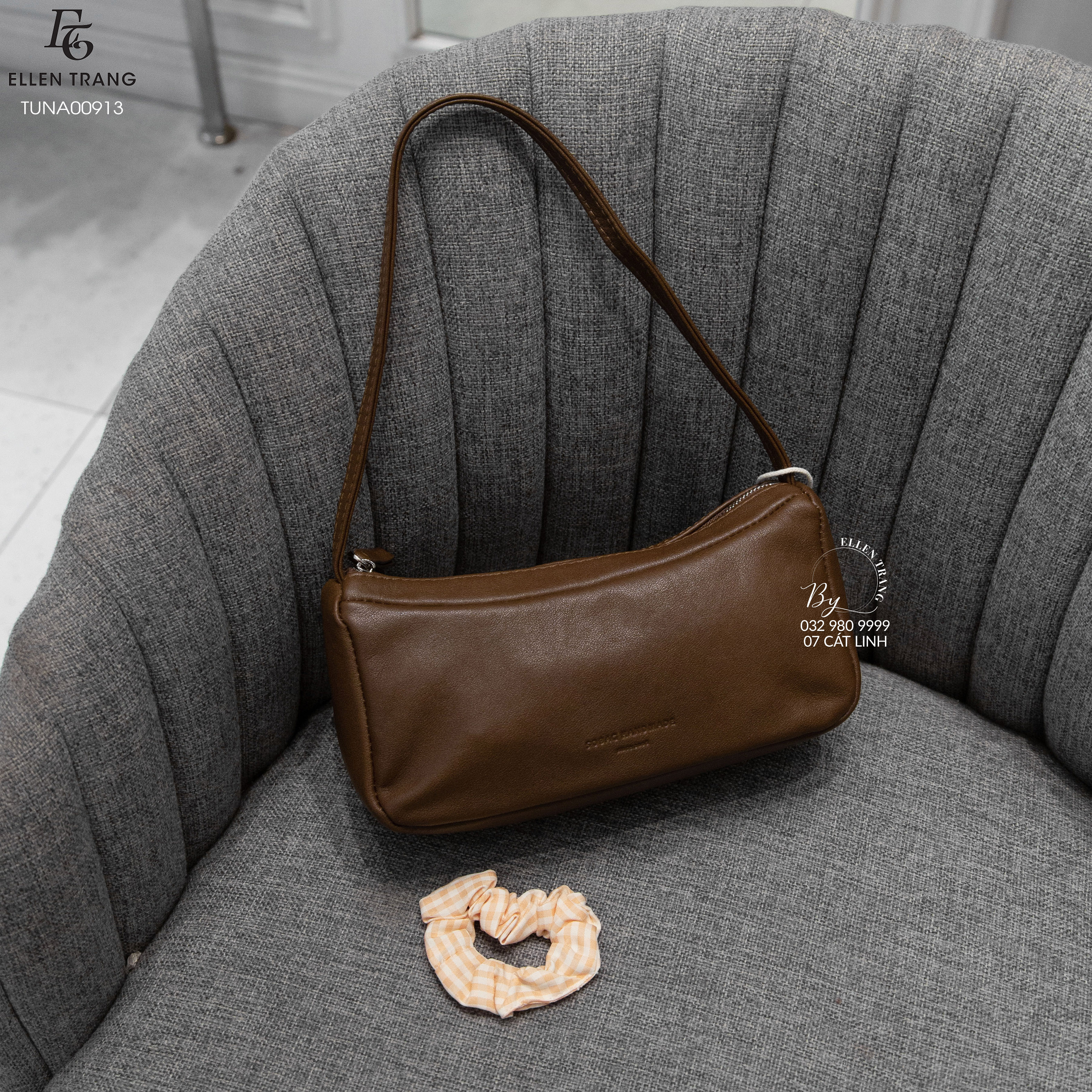 TÚI NÂU KẸP NÁCH CHỮ NHẬT KÈM DÂY BUỘC TÓC 21*9*8CM