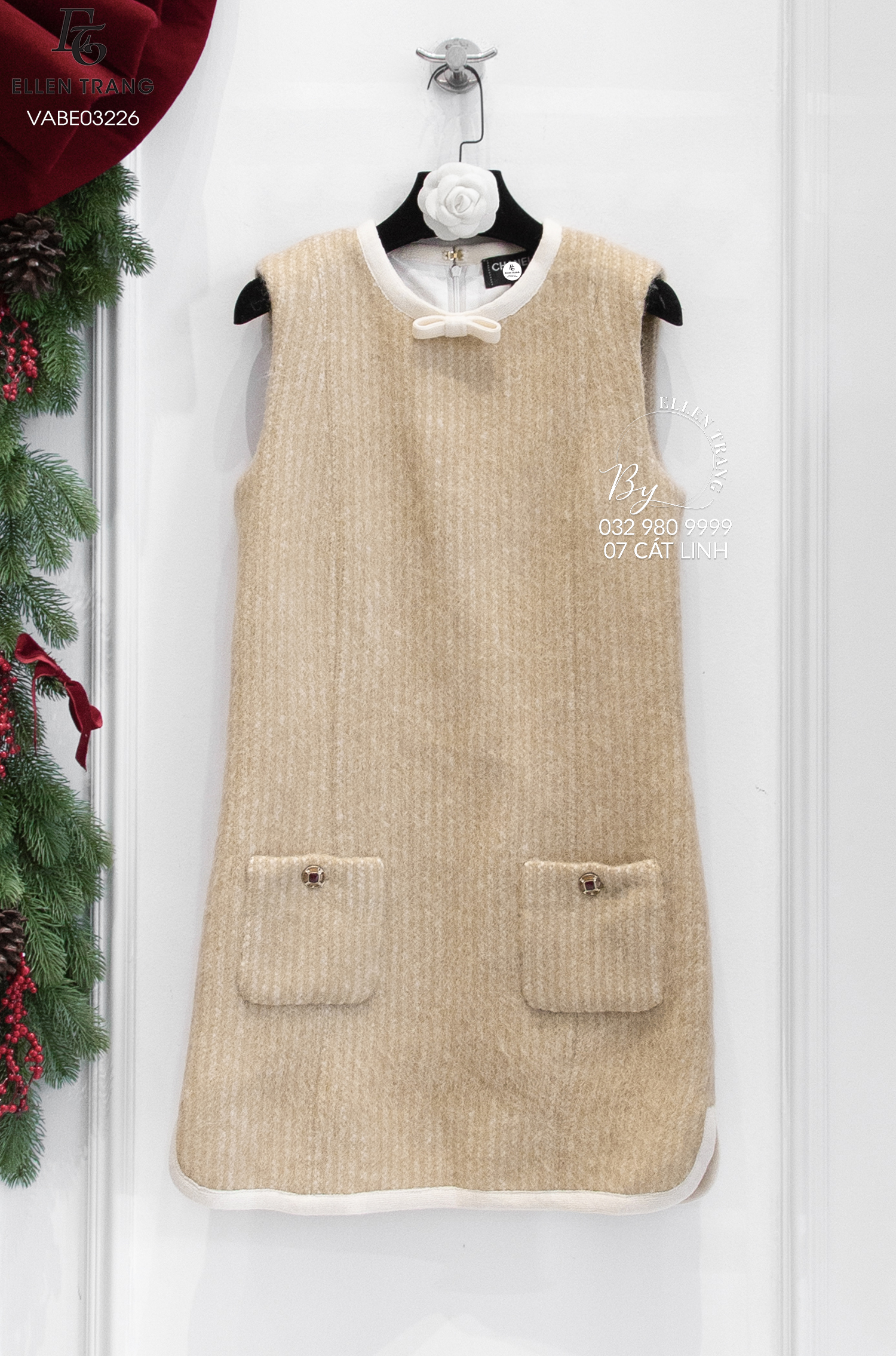 VÁY LEN BE NÂU CỔ NƠ VIỀN BE SỮA