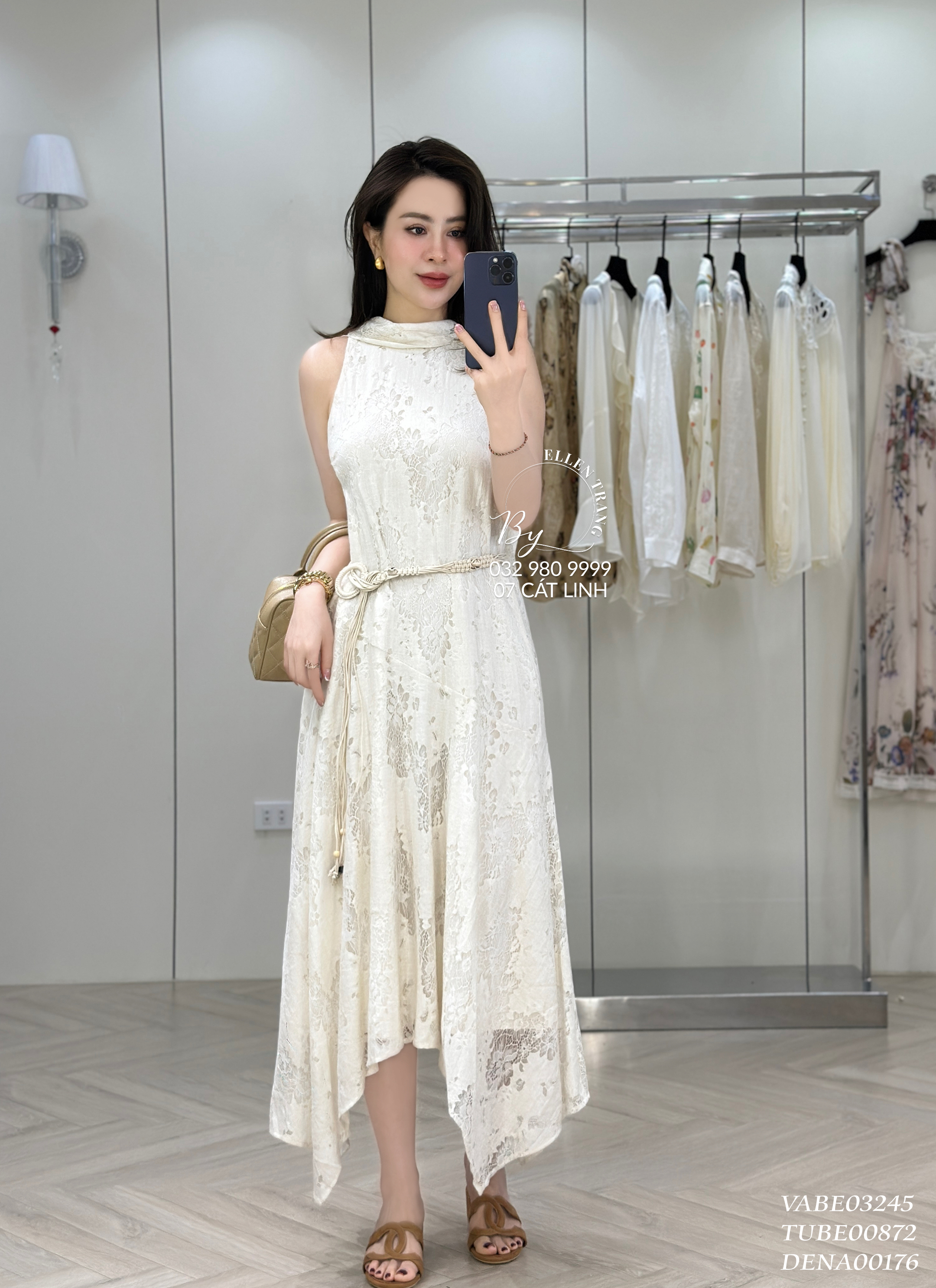 VÁY REN HOA BE SÁT NÁCH KÈM DÂY HẠT