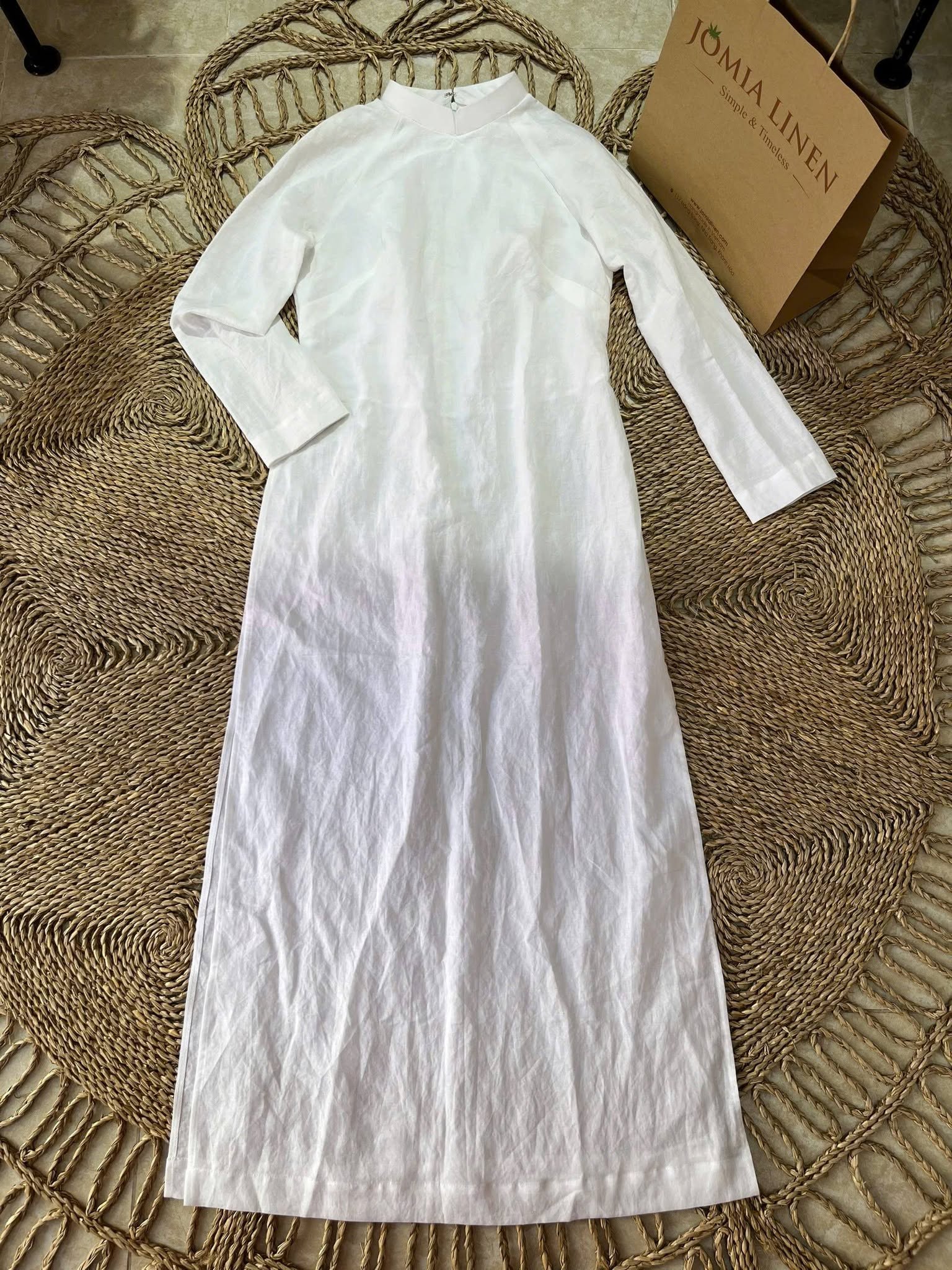 Áo Dài Học Sinh Linen Tưng Premium Trắng JOMIA LINEN