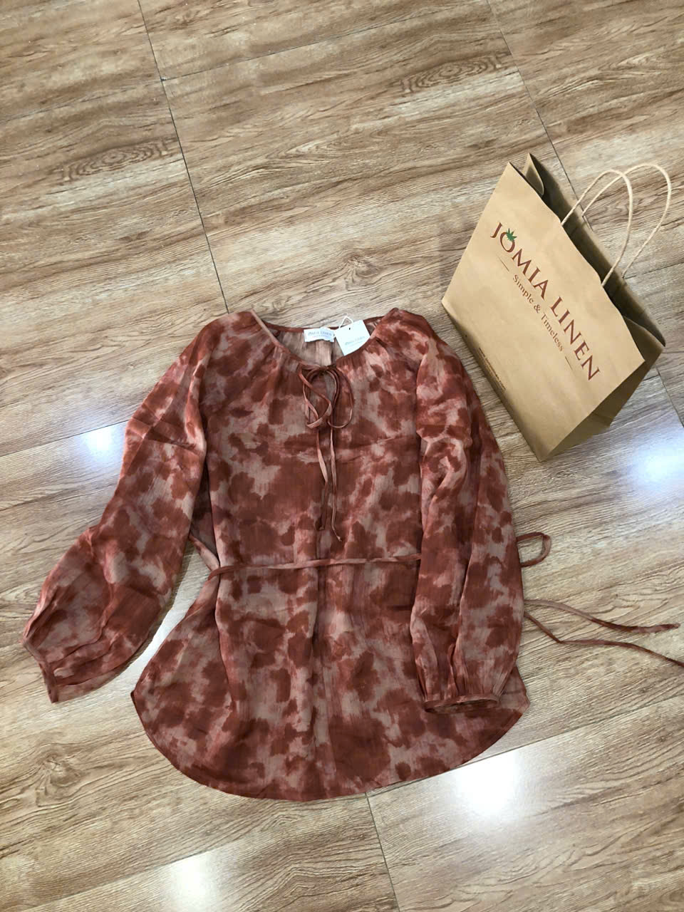 Áo Dài Linen Tơ Loang Màu Earthy Brown – JOMIA LINEN