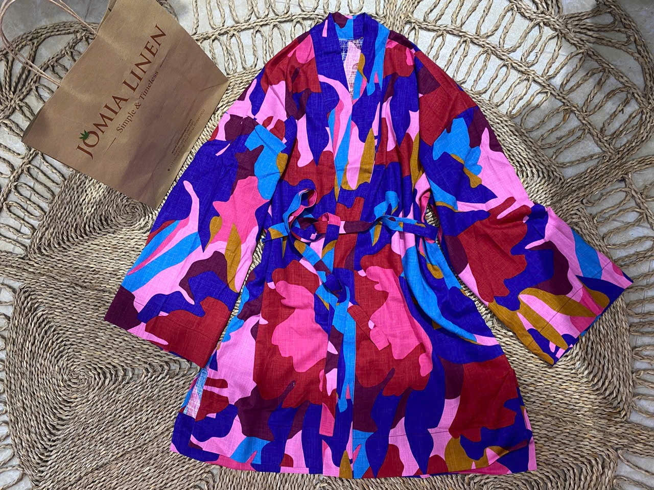 Áo Khoác Kimono Dáng Dài Họa Tiết Abstract Floral – JOMIA LINEN