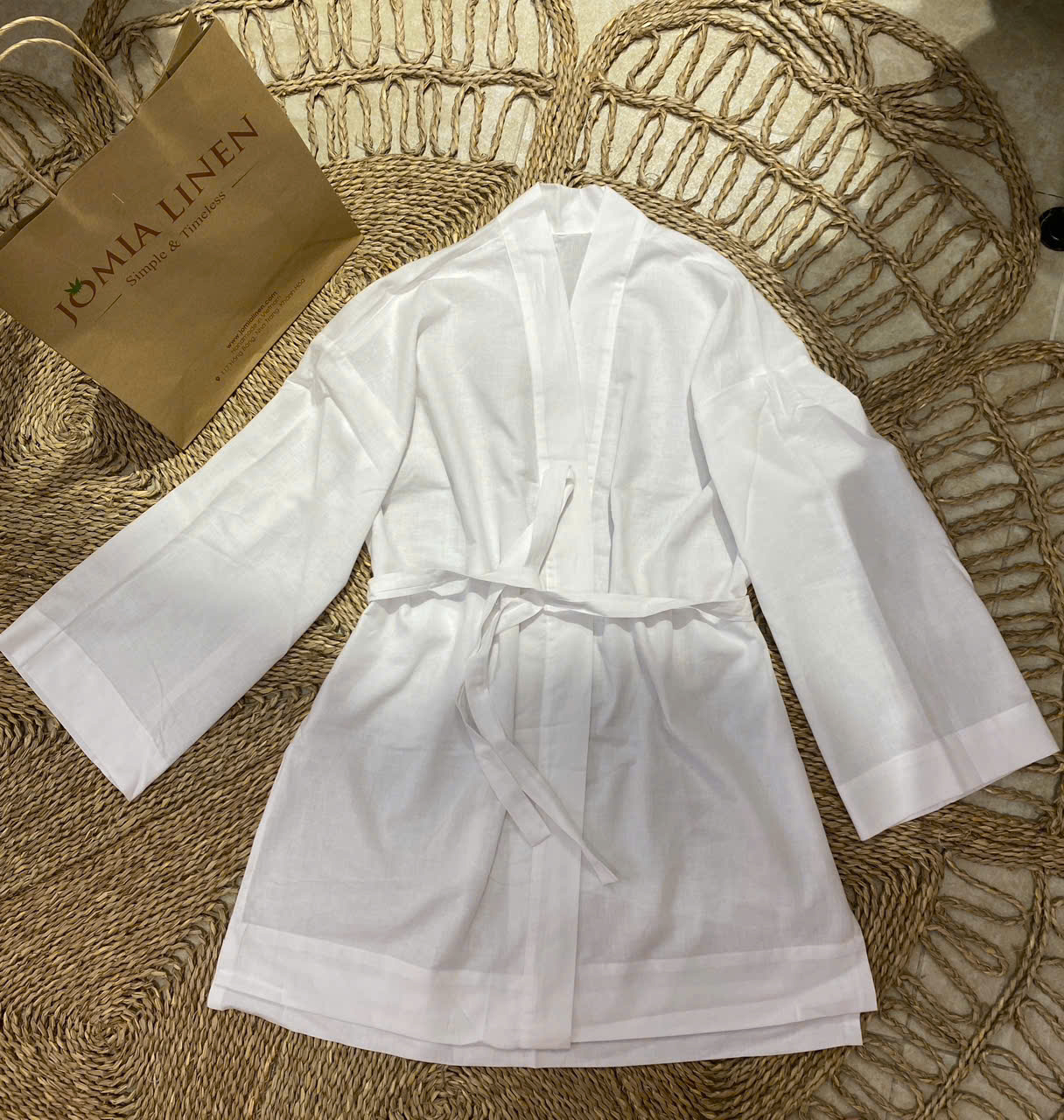 Áo Khoác Kimono Dáng Dài Linen Tưng Premium – Pure White