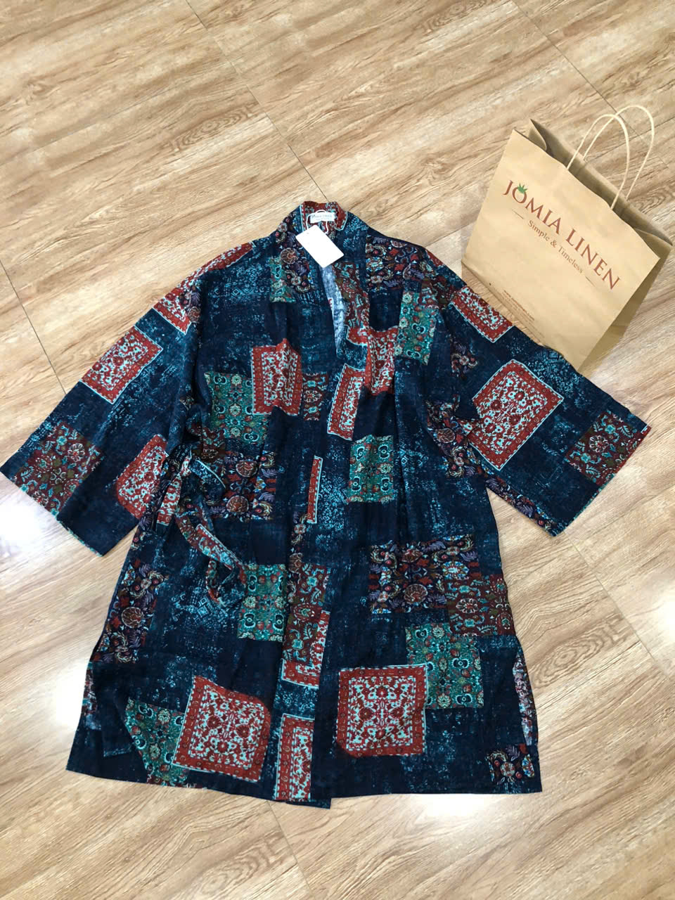 Áo Khoác Kimono Họa Tiết Vintage Persian – Navy Rust