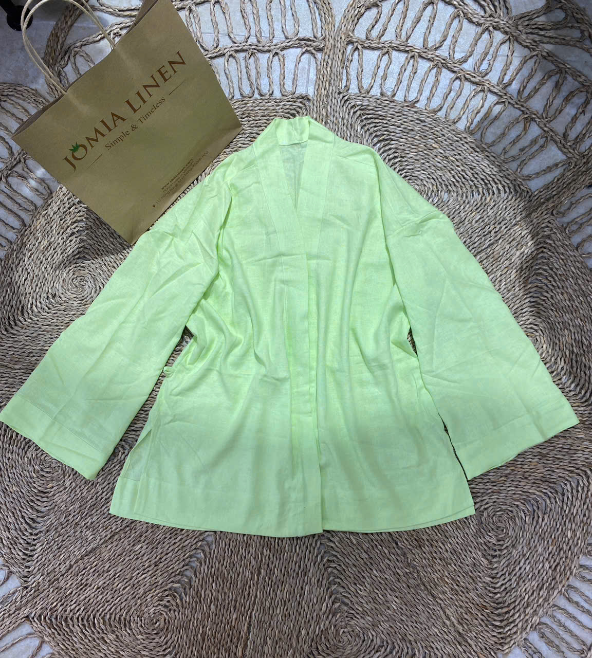 Áo Khoác Kimono Suông xanh – JOMIA LINEN