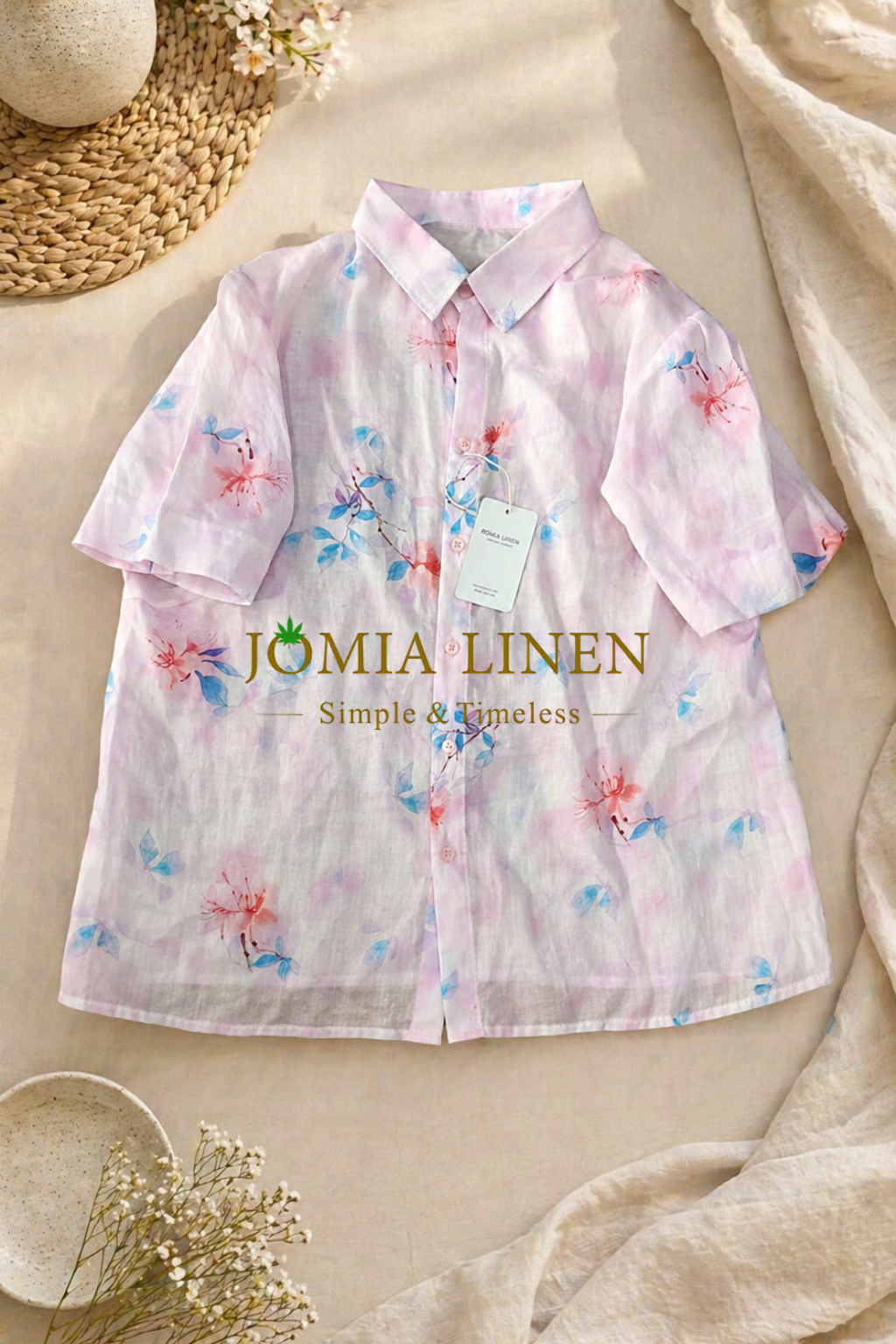 Áo Linen Tơ Nữ Oversize JOMIA – Sắc Hoa Mùa Hạ Pastel