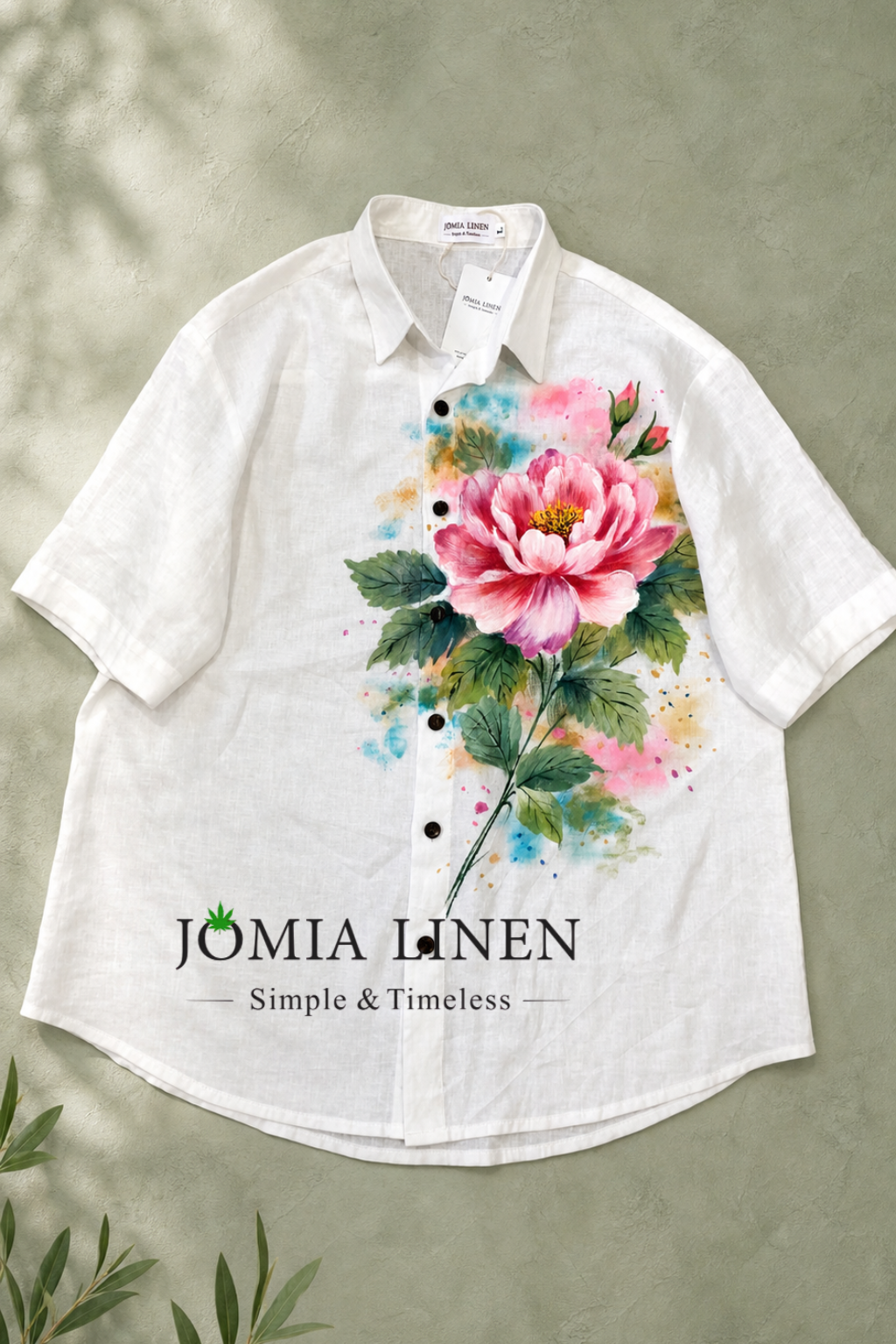 Áo Sơ Mi Linen Premium Vẽ Hoa Hồng