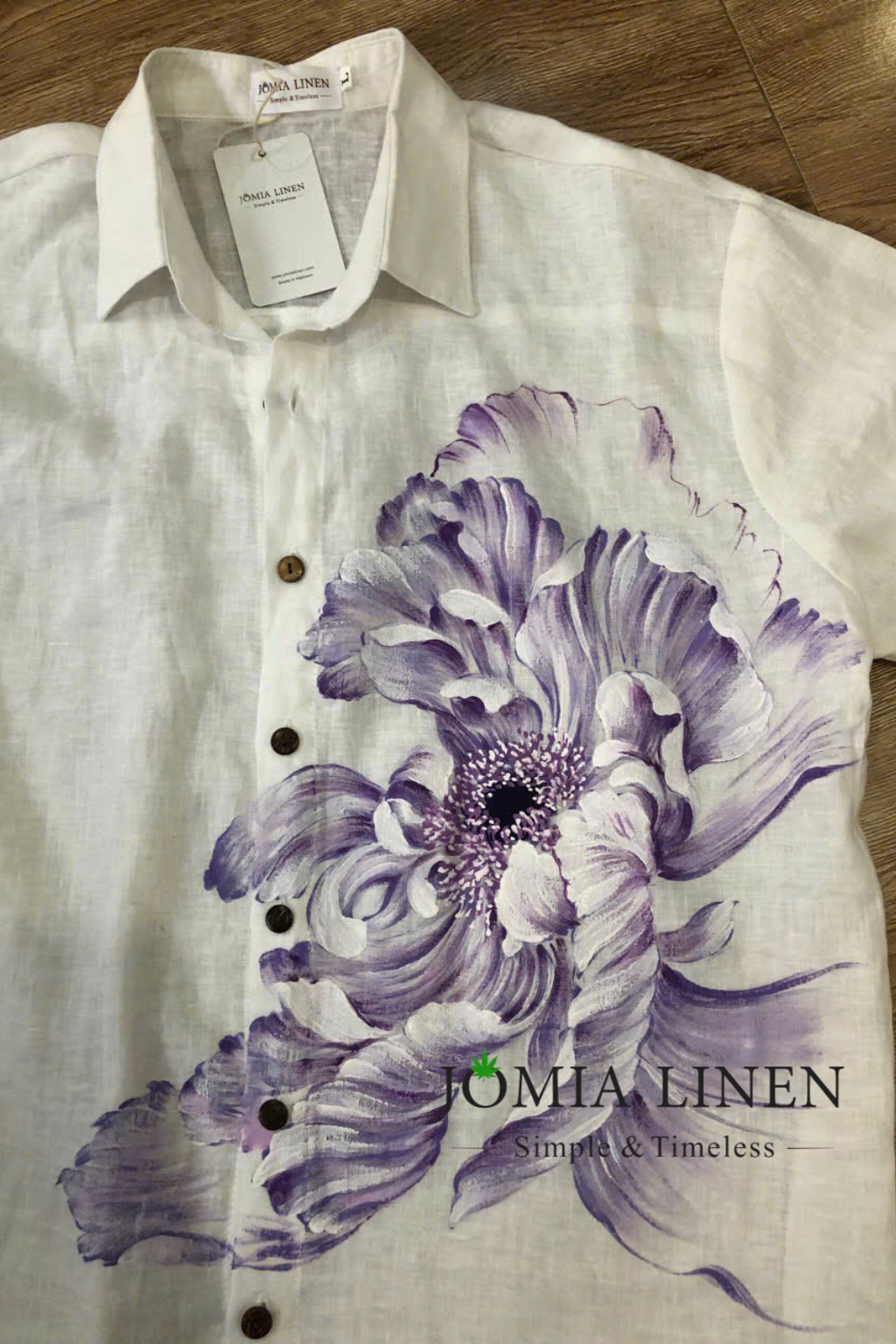 Áo Sơ Mi Linen Premium Vẽ Hoa Trong Nước