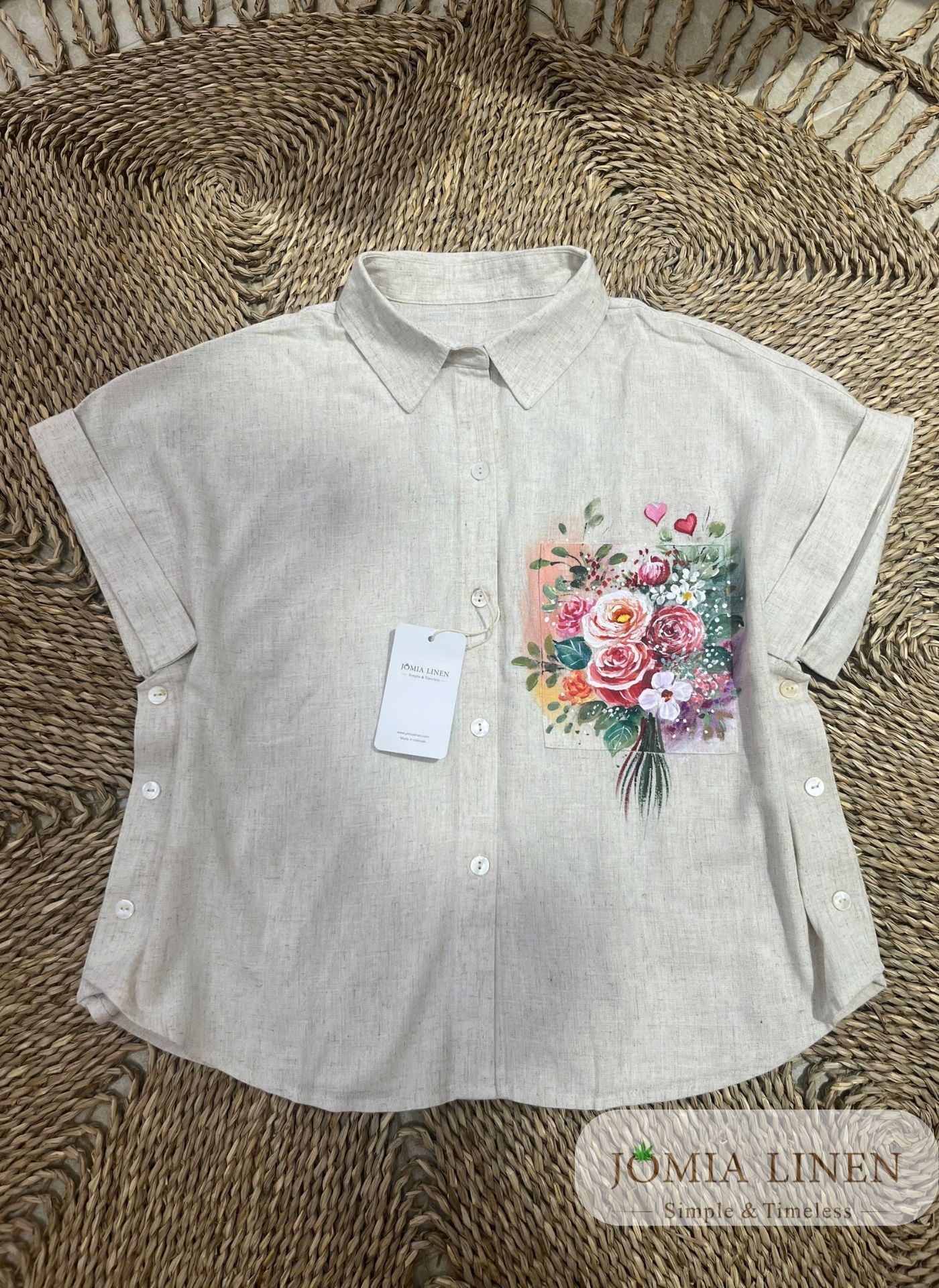 Áo Sơ Mi Linen Tưng Premium Túi Hoa Thanh Nhã