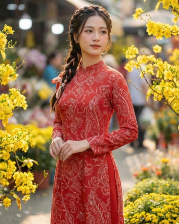Áo dài Linen thêu tay, Áo dài Vietnam, thêu tay handmade, áo dài truyền thống, Tết Nguyên Đán