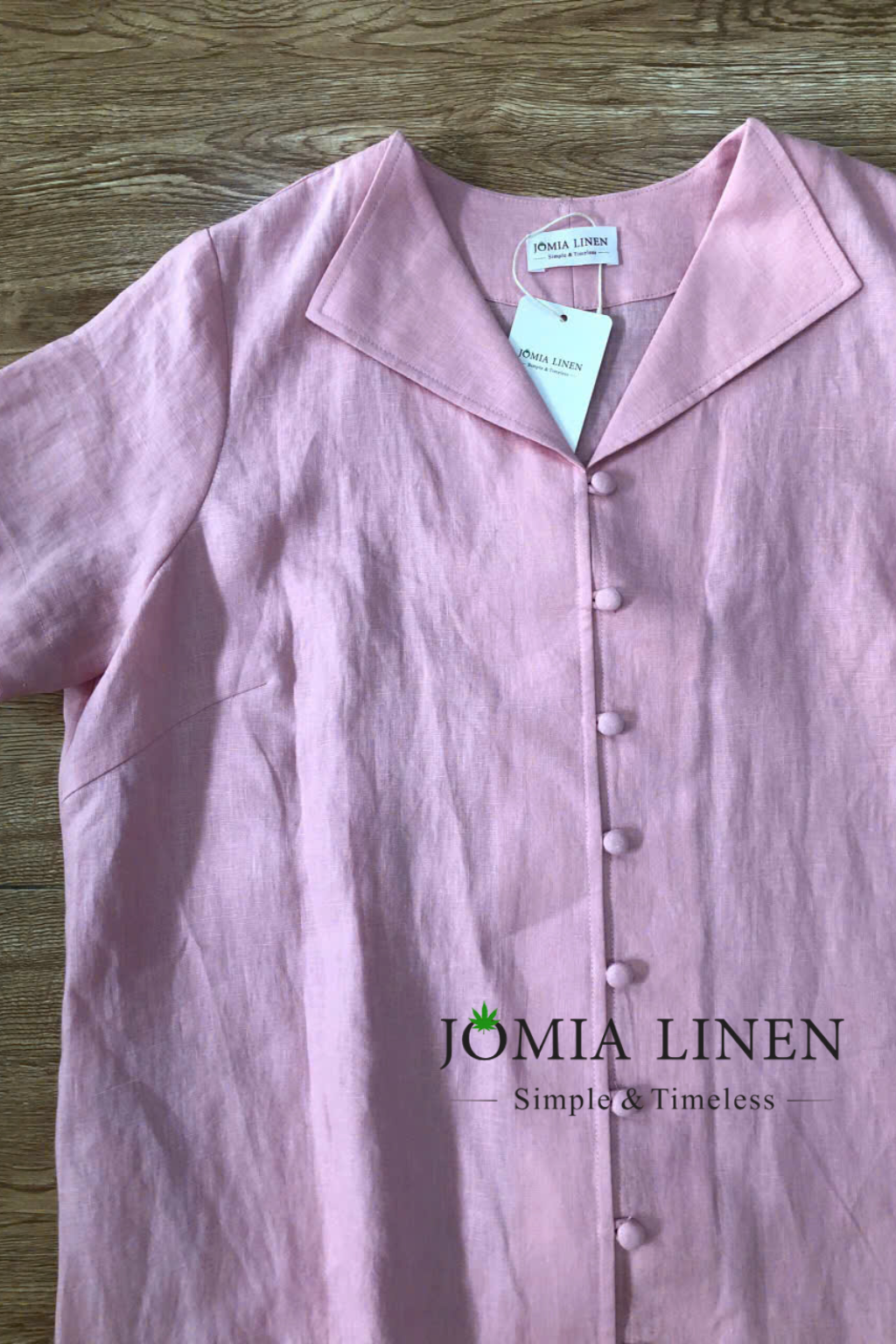 Đầm Linen Premium Hồng Pastel Cổ Vest