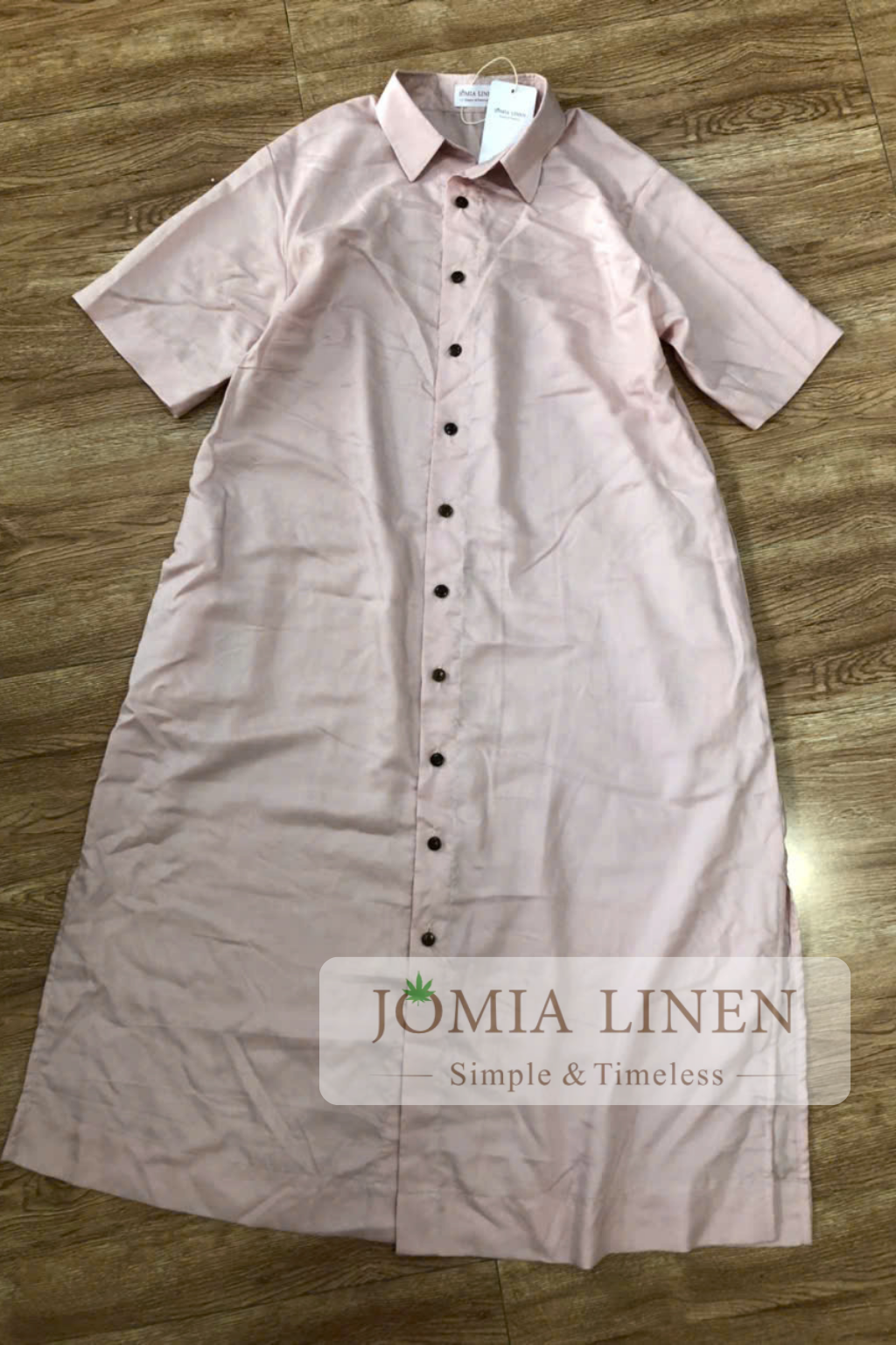 Đầm Sơ Mi Linen Lụa Hồng Pastel