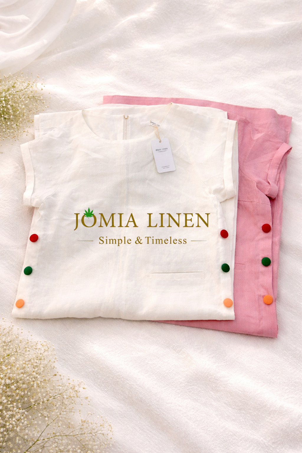 Đầm Suông Linen Tưng Premium Nút Bọc Đa Sắc – Jomia