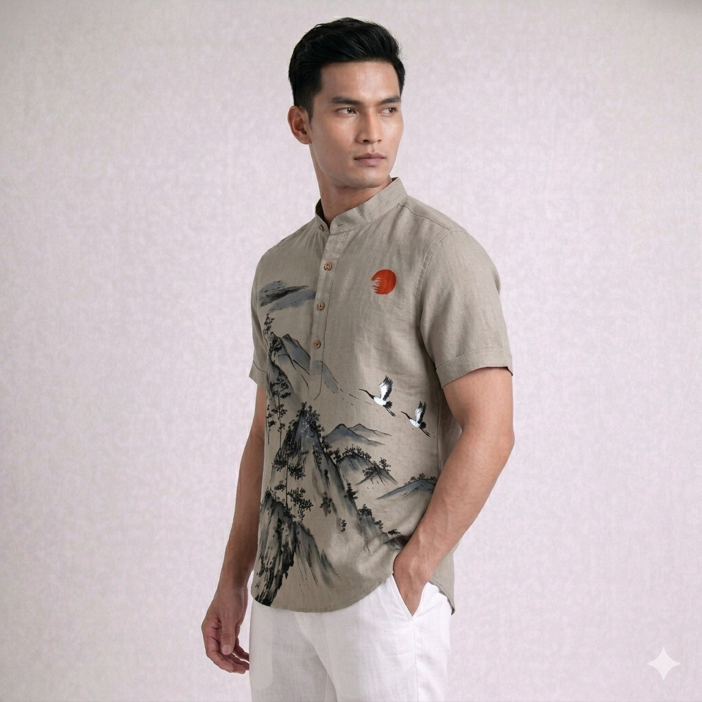 HẠC DƯƠNG - ÁO LINEN VẼ TAY THỦ CÔNG