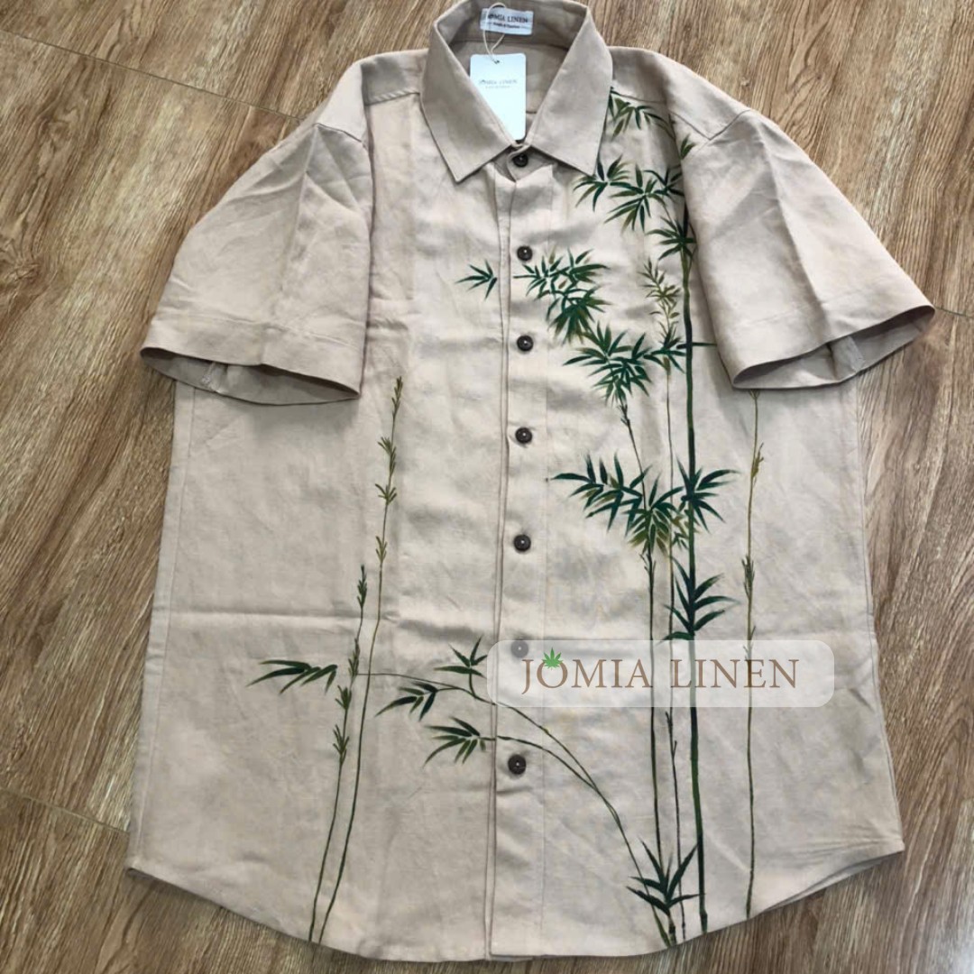 THIÊN TRÚC - Áo sơmi Nam chất liệu 100% Linen, vẽ tranh thiên nhiên, tranh thủy mặc