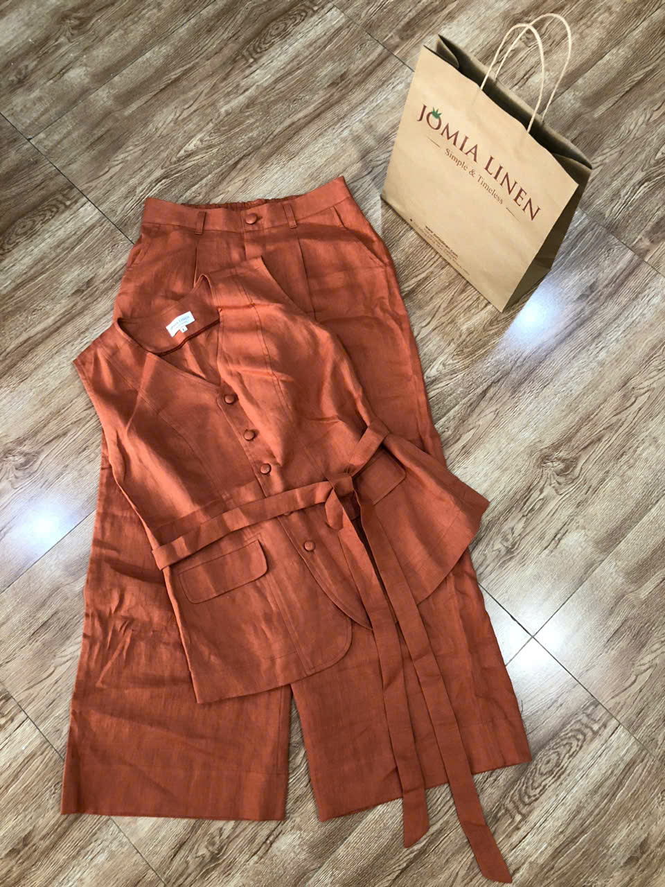 Set Gile & Quần Dài Linen Tưng Premium Terracotta – JOMIA LINEN
